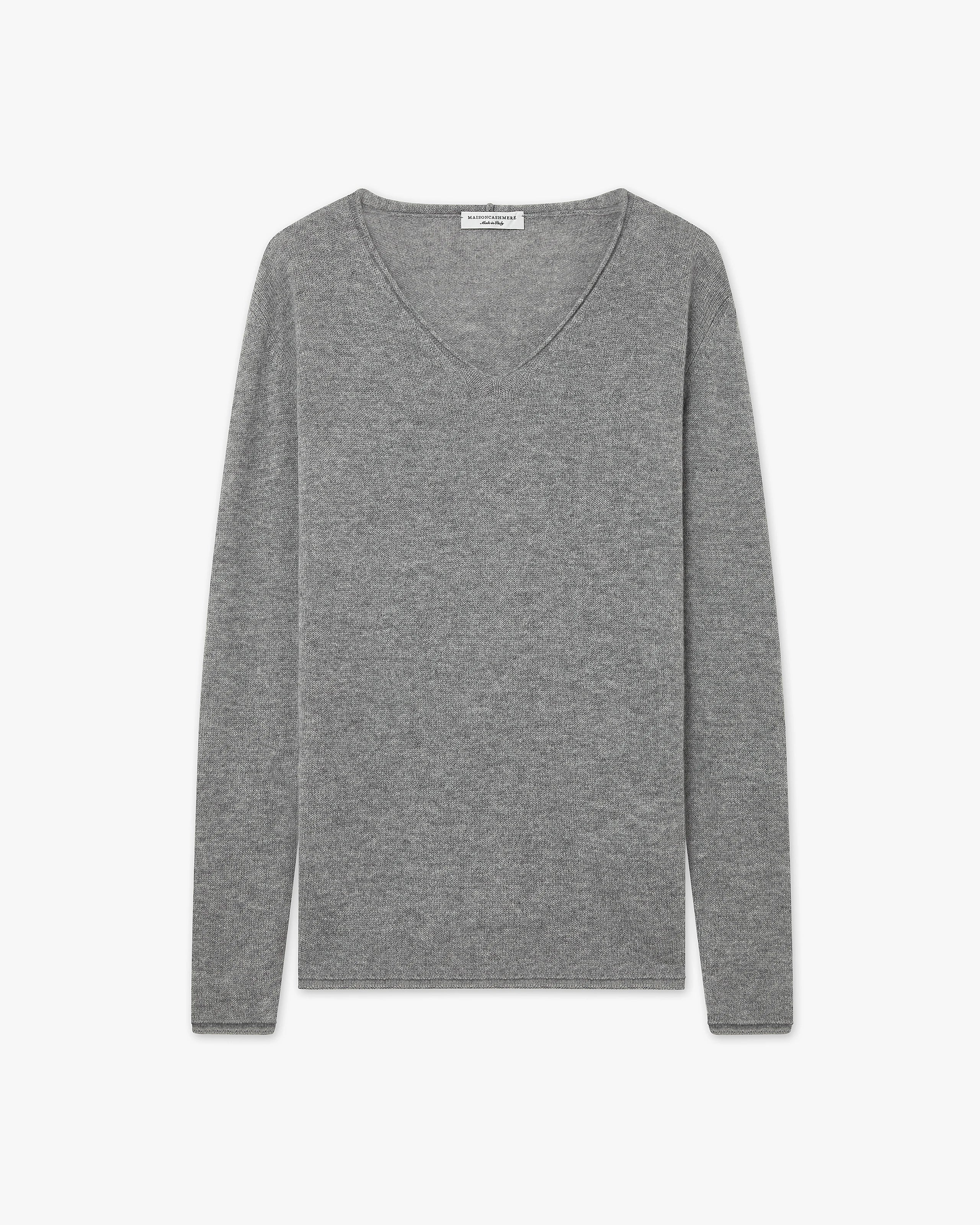 Lightness V-Neck Sweater - Medium Grey Cashmere