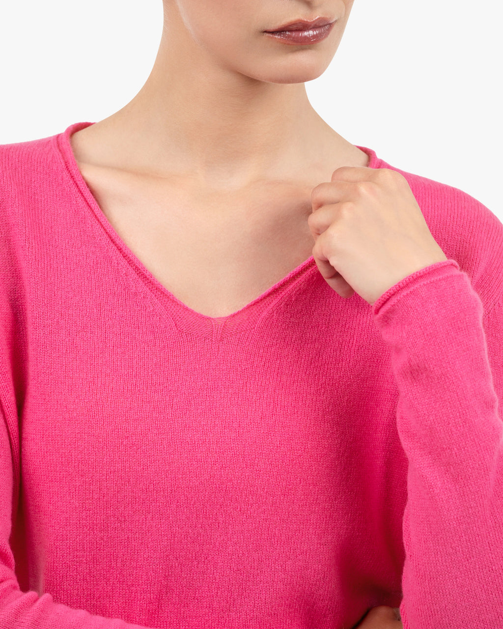 Lightness V-Neck Sweater - Fuchsia Cashmere