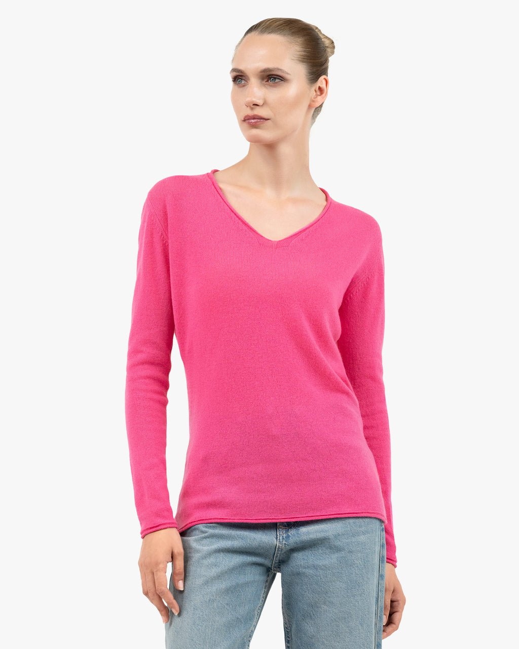 Lightness V-Neck Sweater - Fuchsia Cashmere