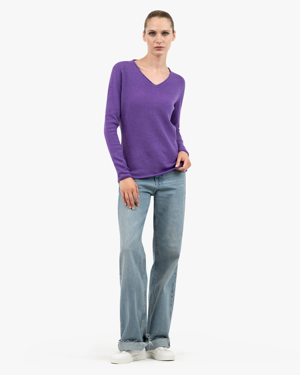 Lightness V-Neck Sweater - Purple Cashmere