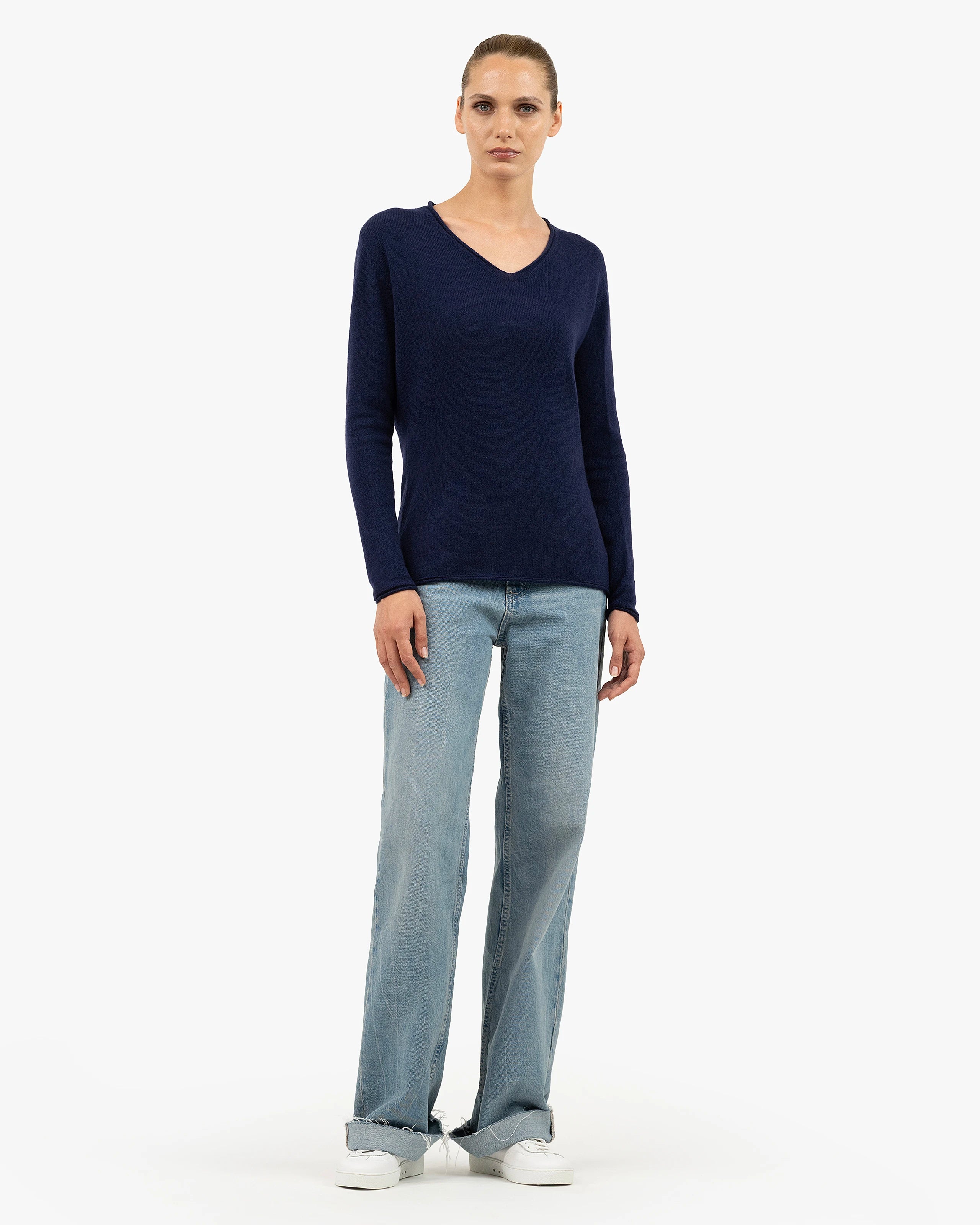 Lightness V-Neck Sweater - Blue Cashmere