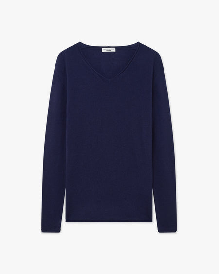 Lightness V-Neck Sweater - Blue Cashmere