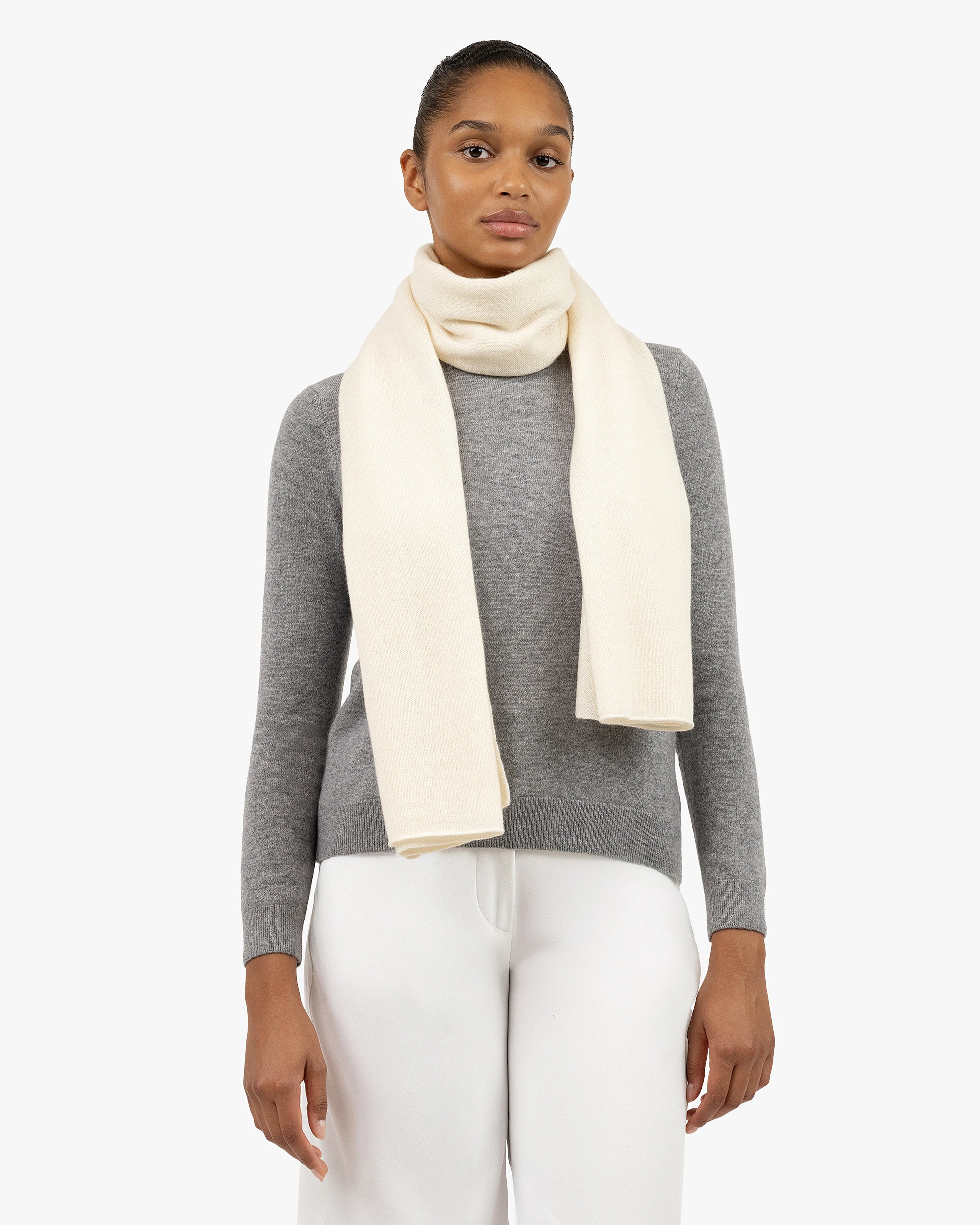 Essential Maxi Cashmere Scarf for Women - White