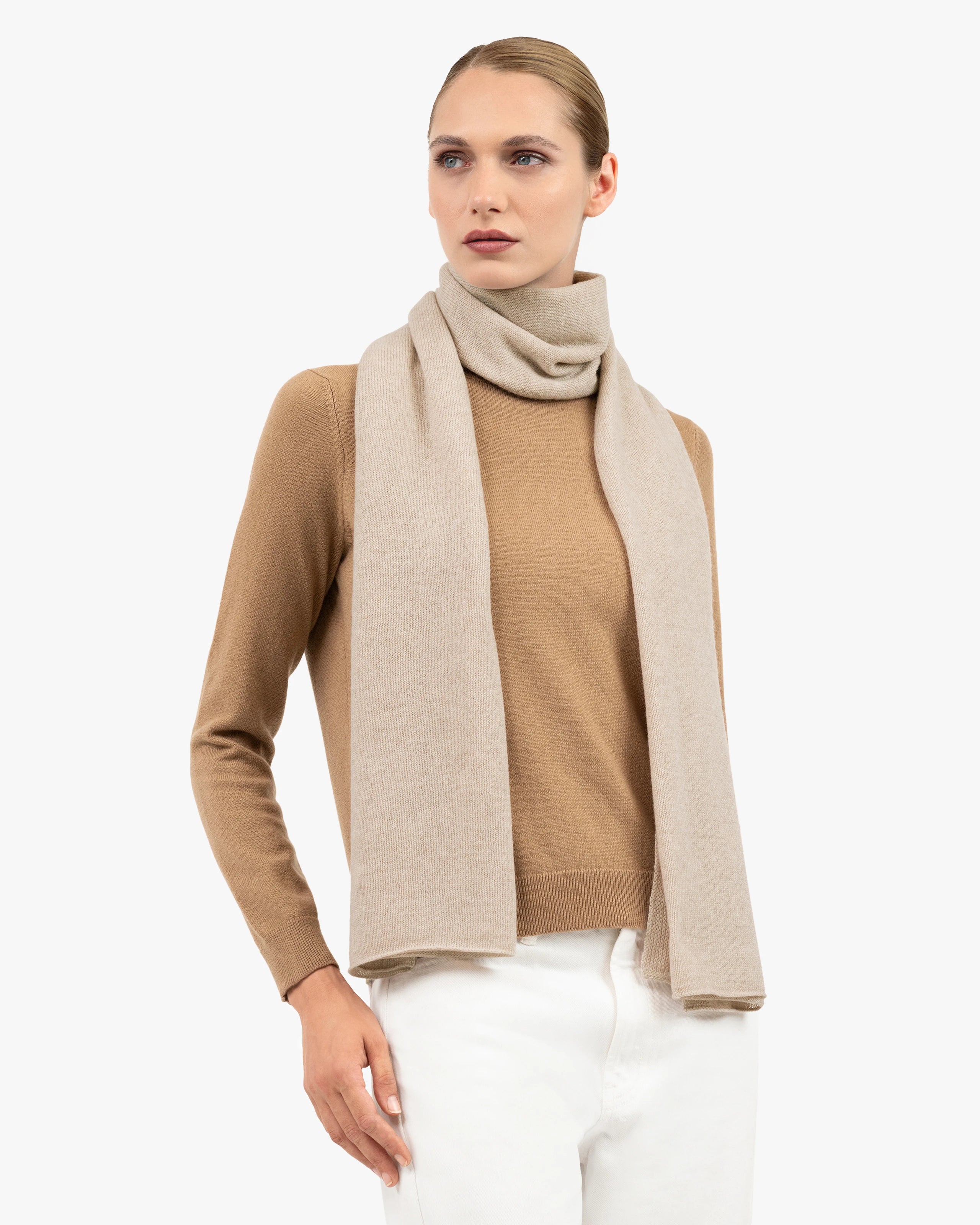 Essential Maxi Cashmere Scarf for Women - Beige