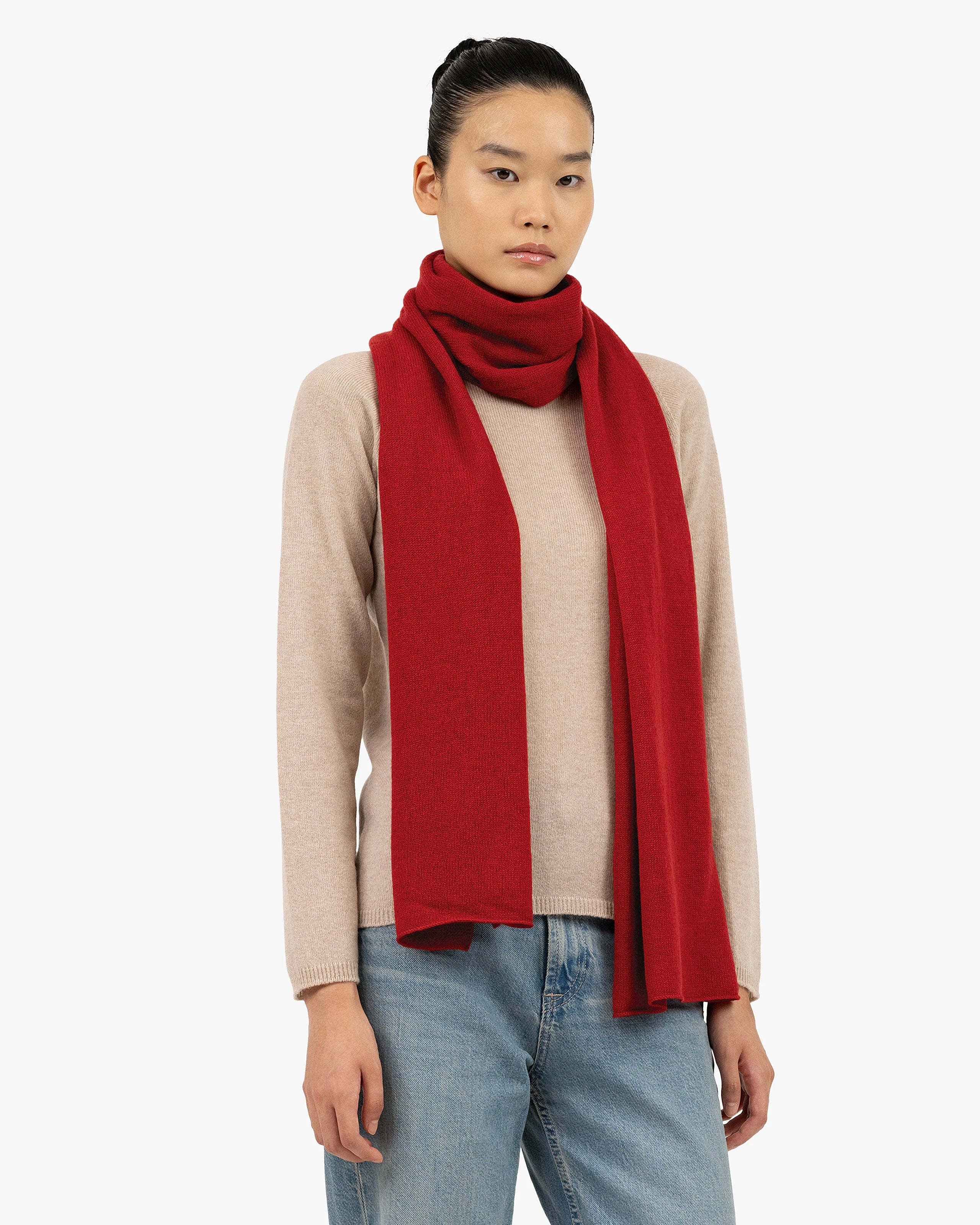 Essential Maxi Cashmere Scarf for Women - Red