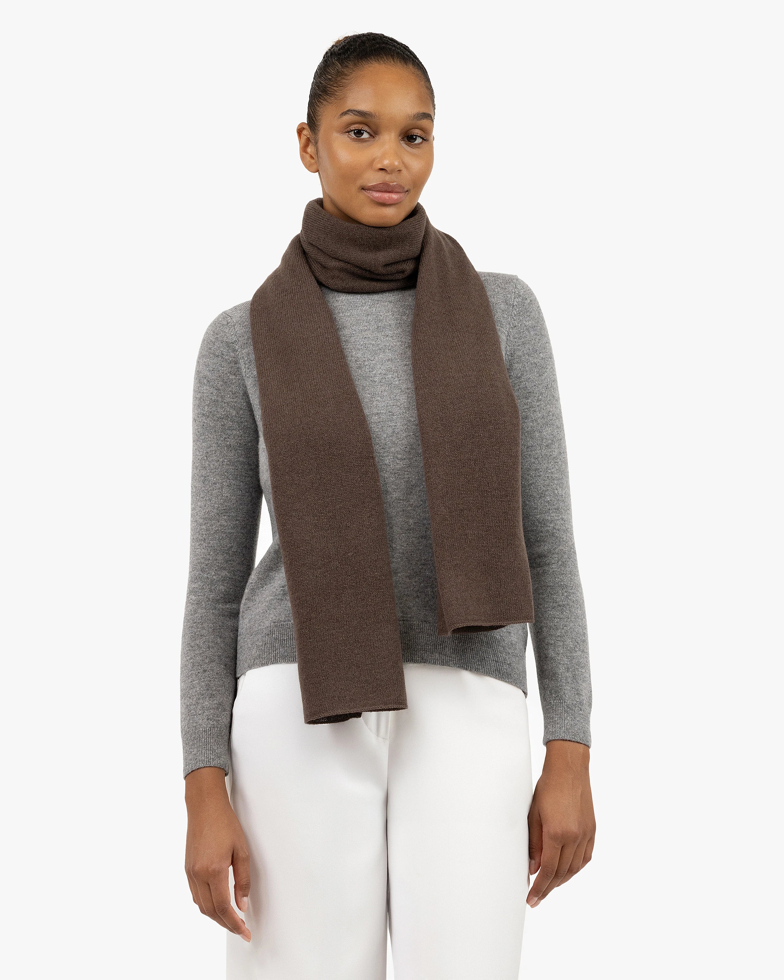 Essential Maxi Cashmere Scarf for Women - Brown