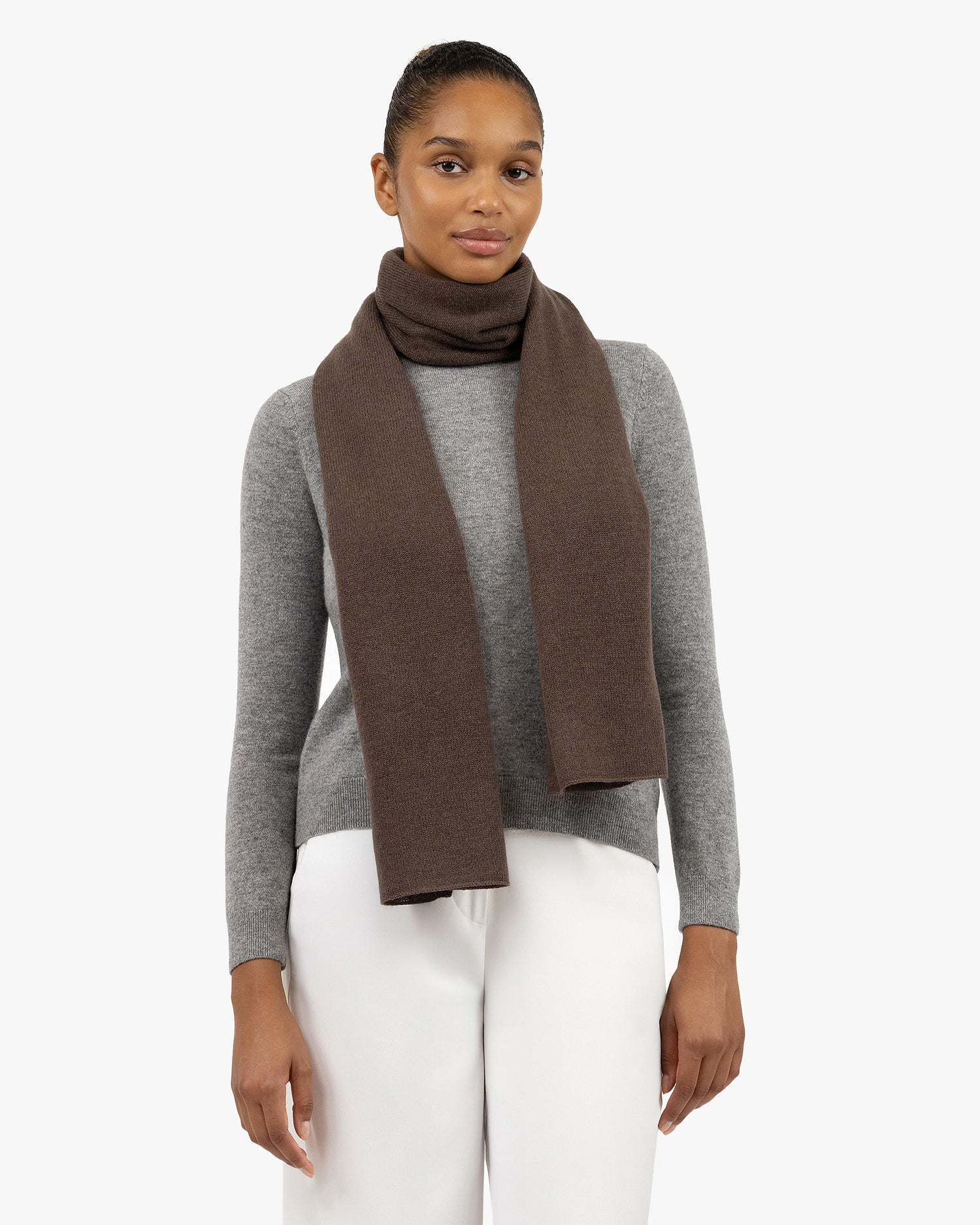 Essential Maxi Cashmere Scarf for Women Brown MaisonCashmere