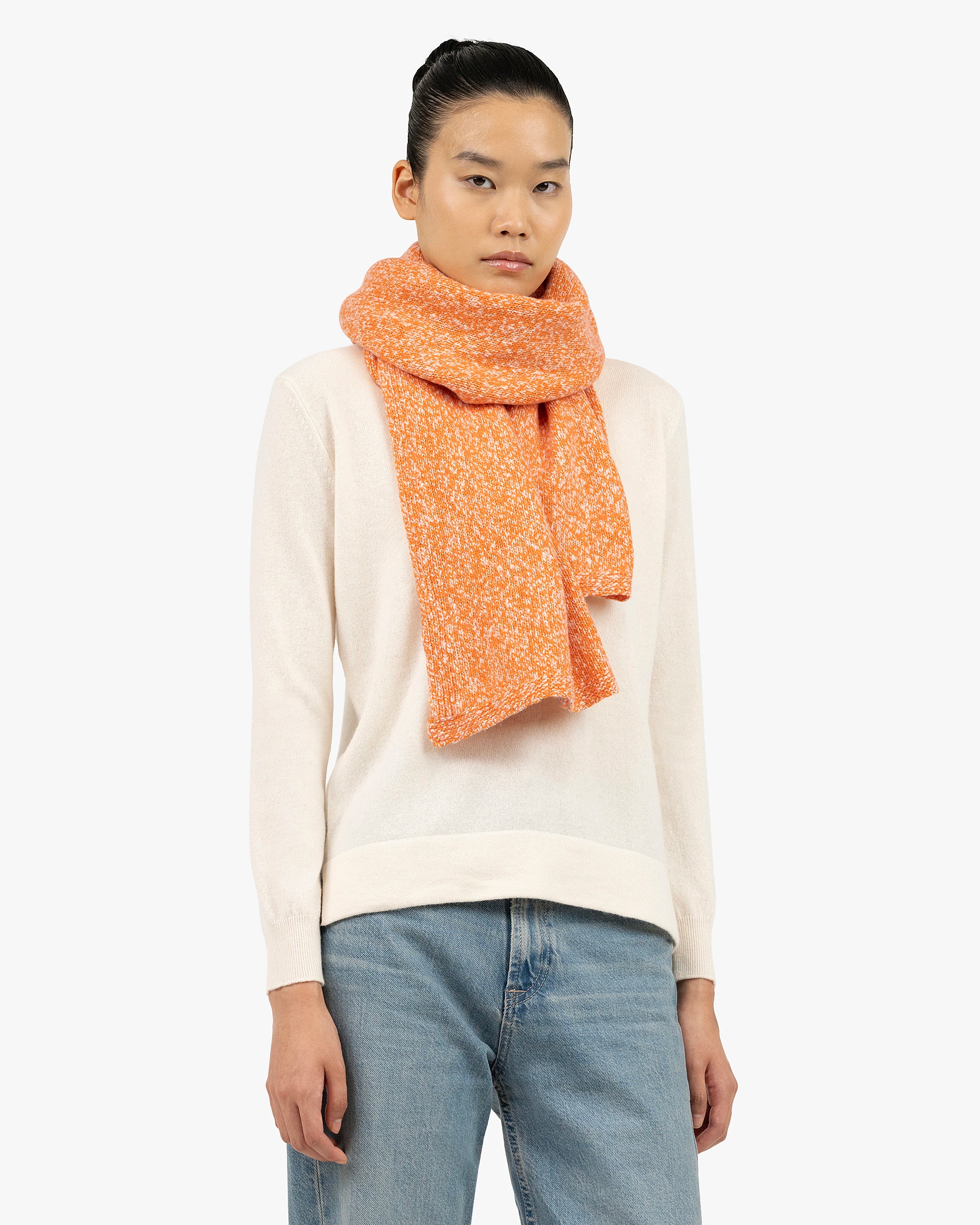 Women's Mouliné Maxi Scarf - Orange Lana / Cashmere