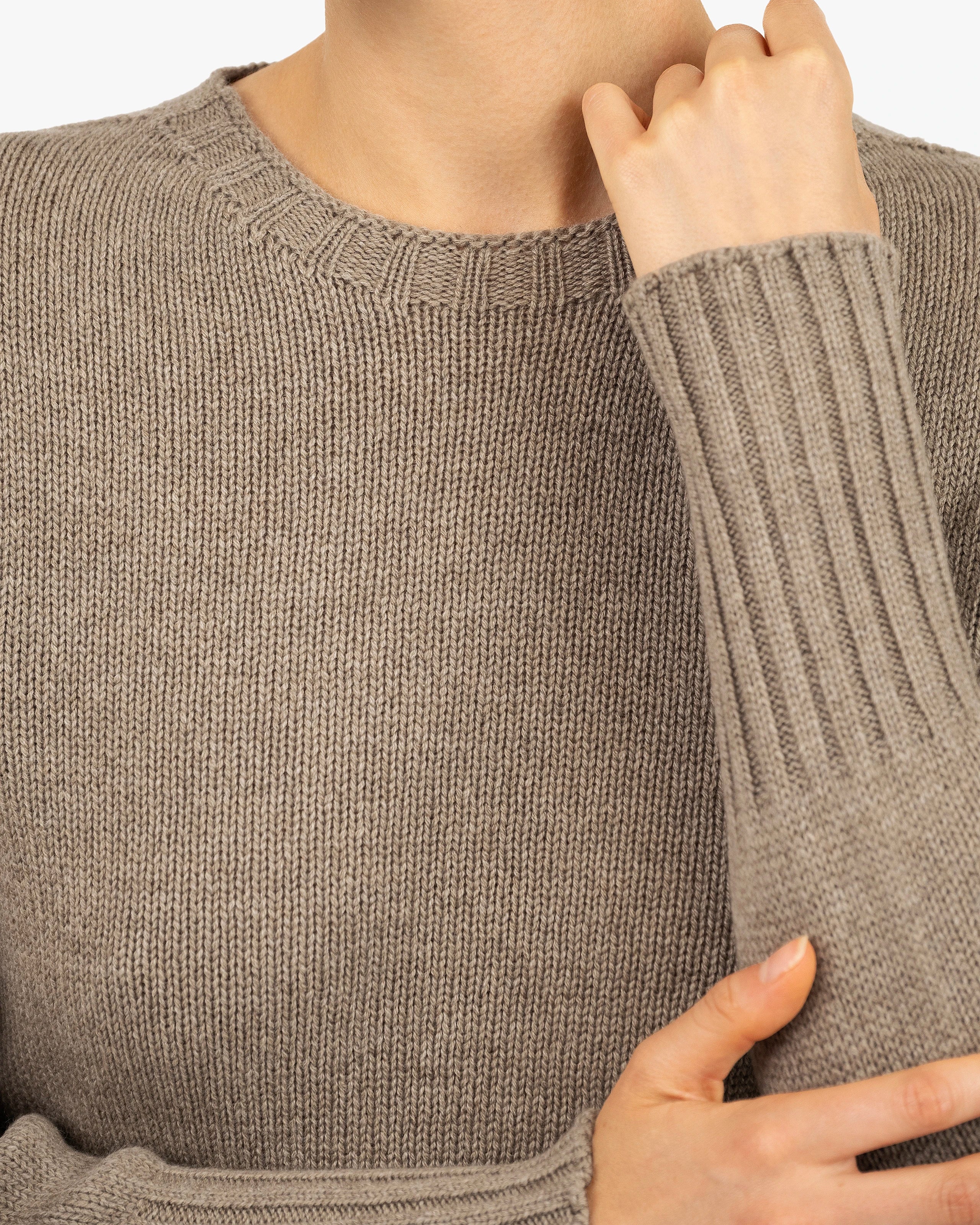 Women's Merano Crew Neck Sweater - Taupe Cashmere