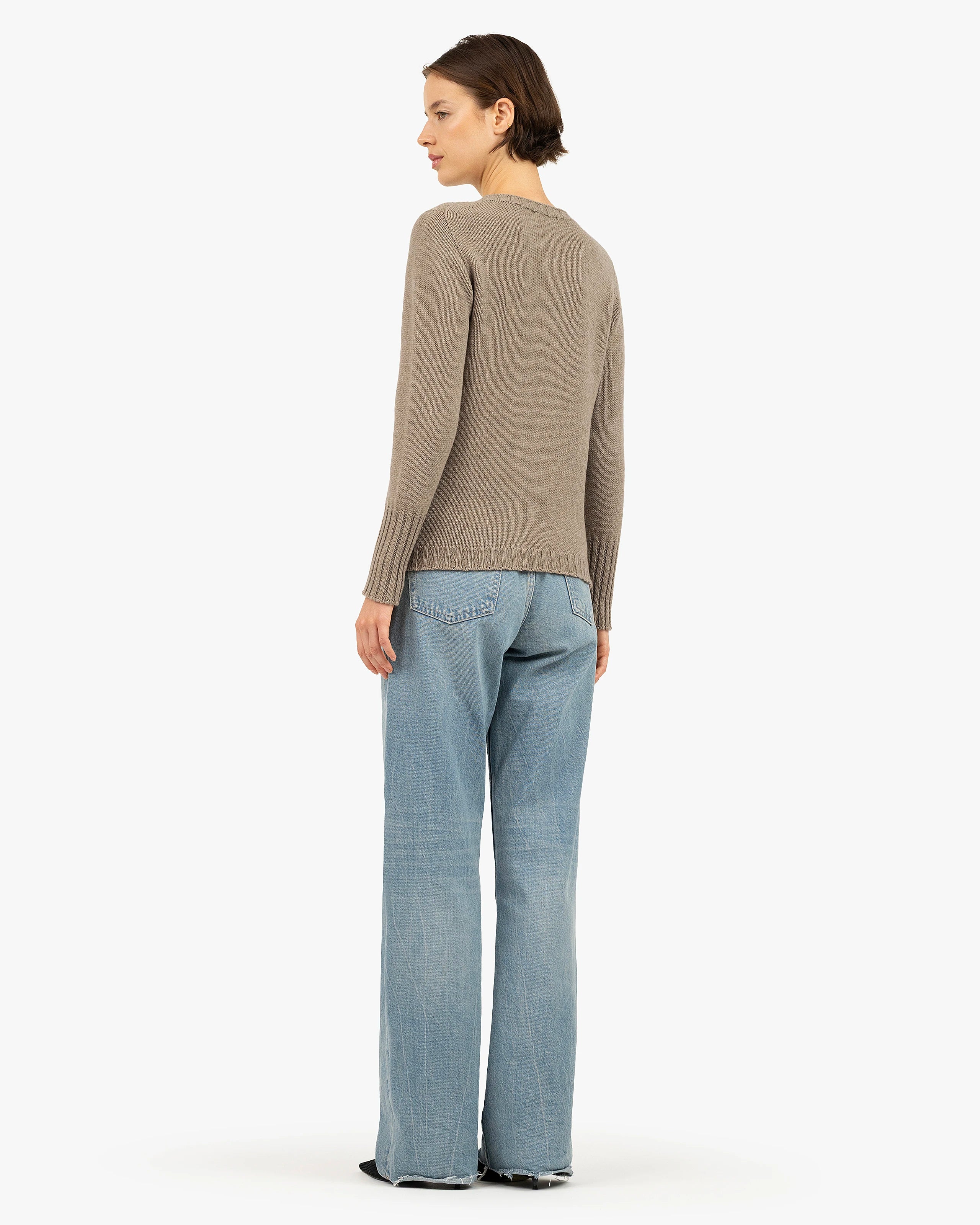 Women's Merano Crew Neck Sweater - Taupe Cashmere