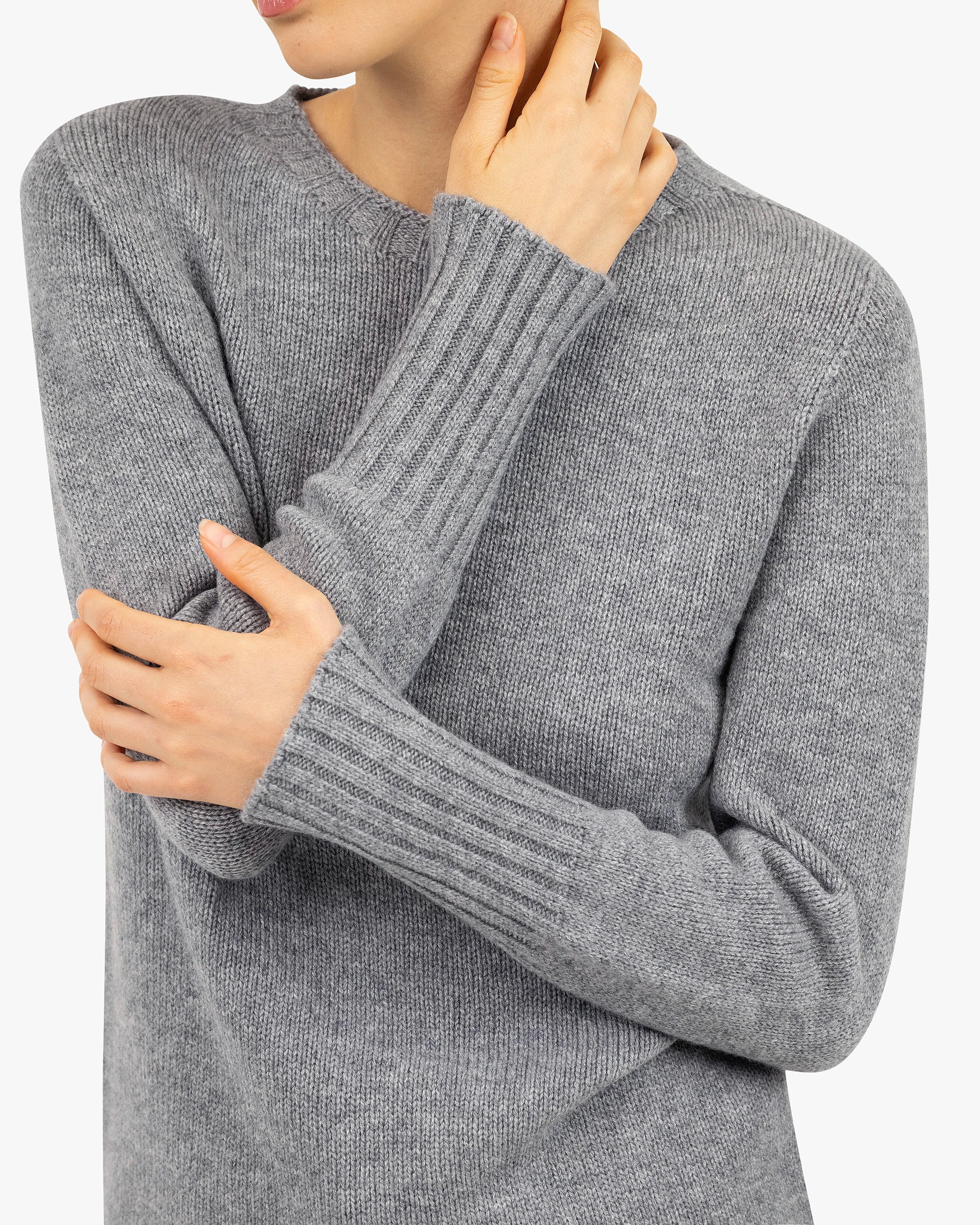 Women's Merano Crew Neck Sweater - Medium Grey Cashmere