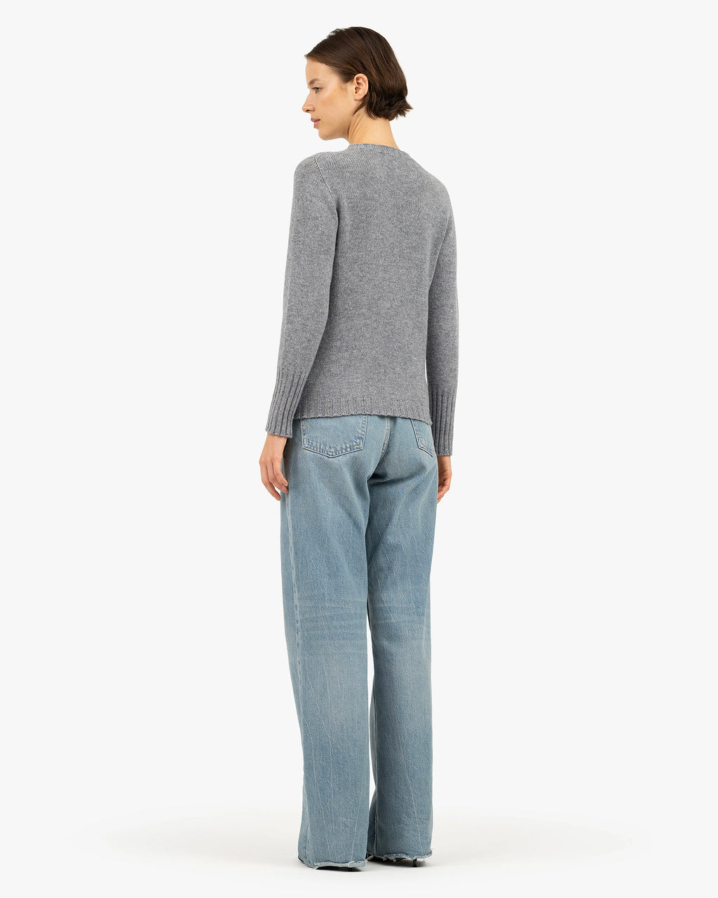 Women's Merano Crew Neck Sweater - Medium Grey Cashmere