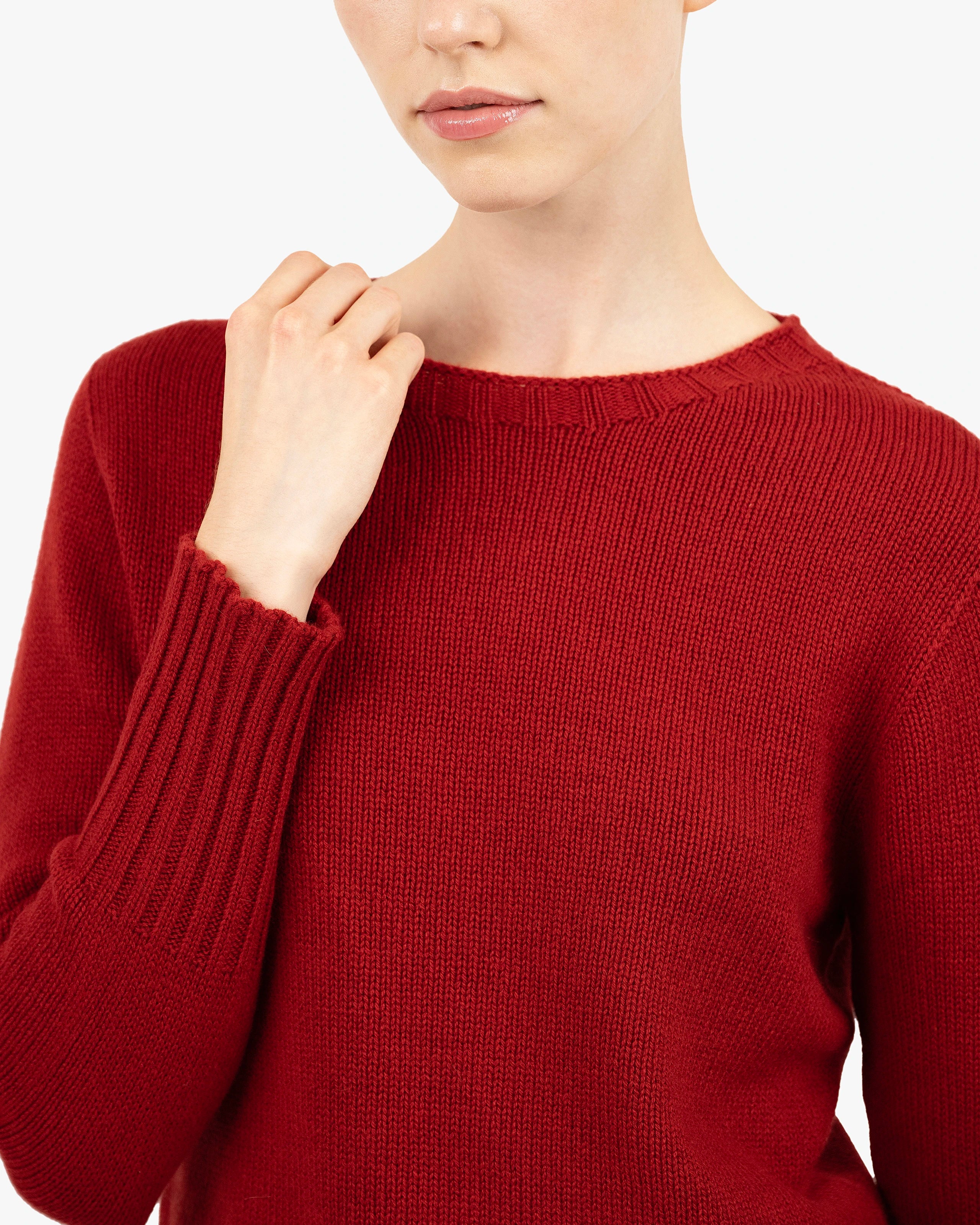 Women's Merano Crew Neck Sweater - Red Cashmere