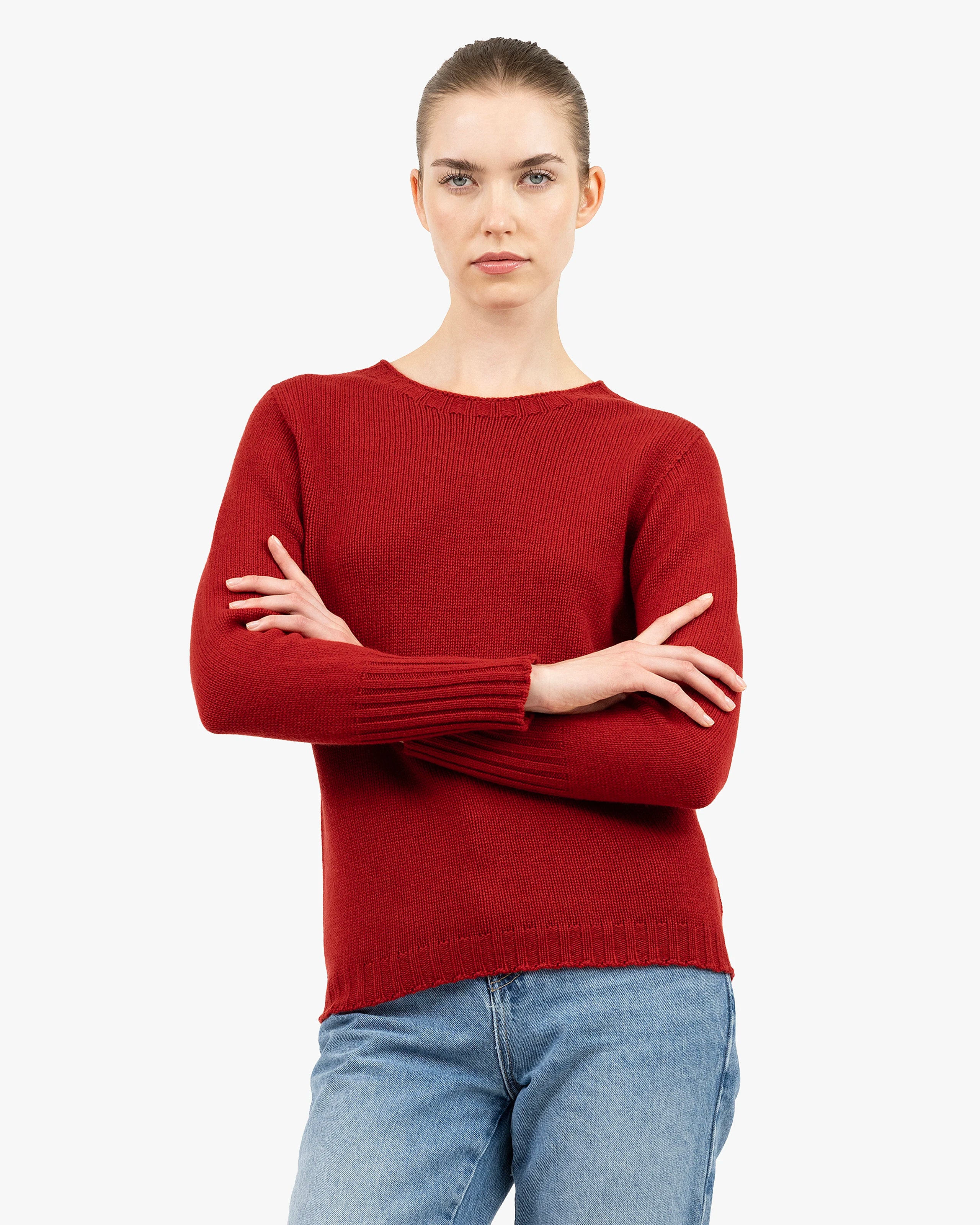 Women's Merano Crew Neck Sweater - Red Cashmere