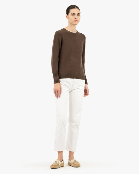 Women's Merano Crew Neck Sweater - Brown Cashmere