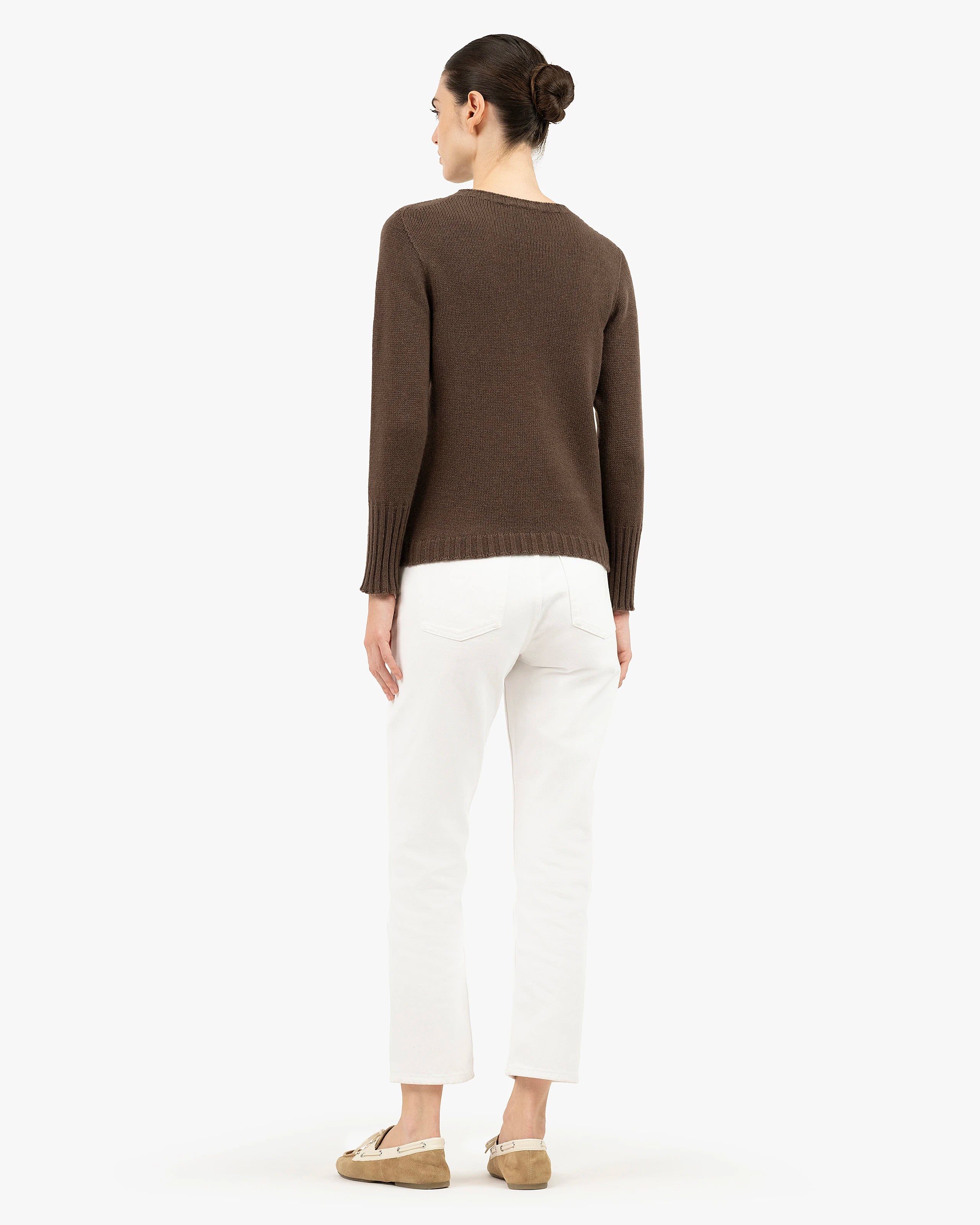 Women's Merano Crew Neck Sweater - Brown Cashmere