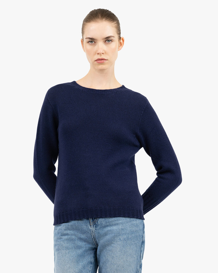 Women's Merano Crew Neck Sweater - Blue Cashmere