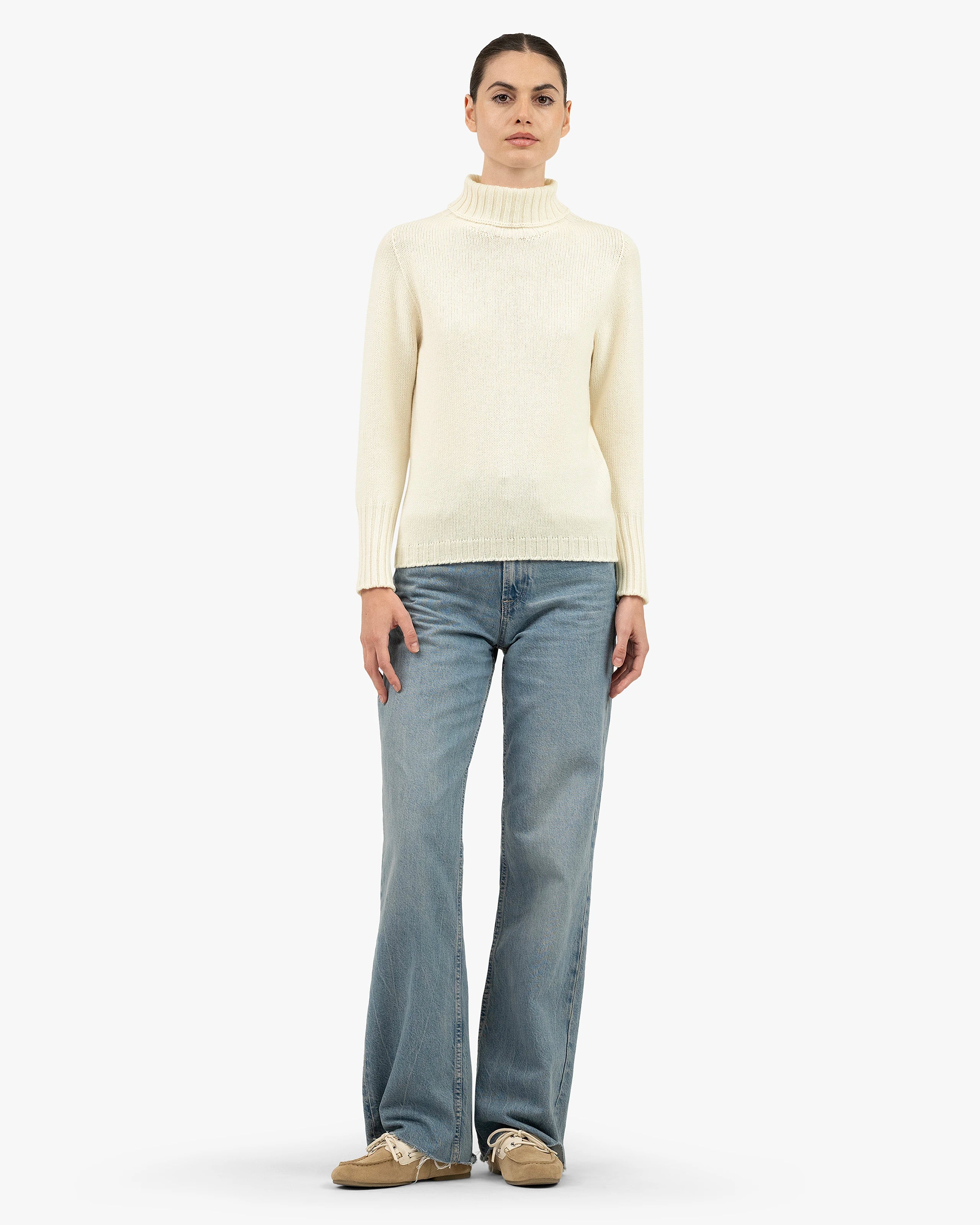 Women's Merano Turtleneck Sweater - White Cashmere