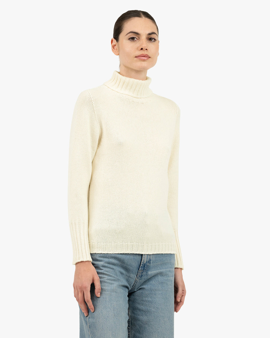 Women's Merano Turtleneck Sweater - White Cashmere