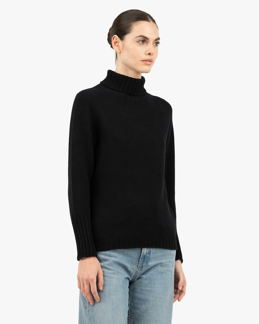 Women's Merano Turtleneck Sweater - Black Cashmere