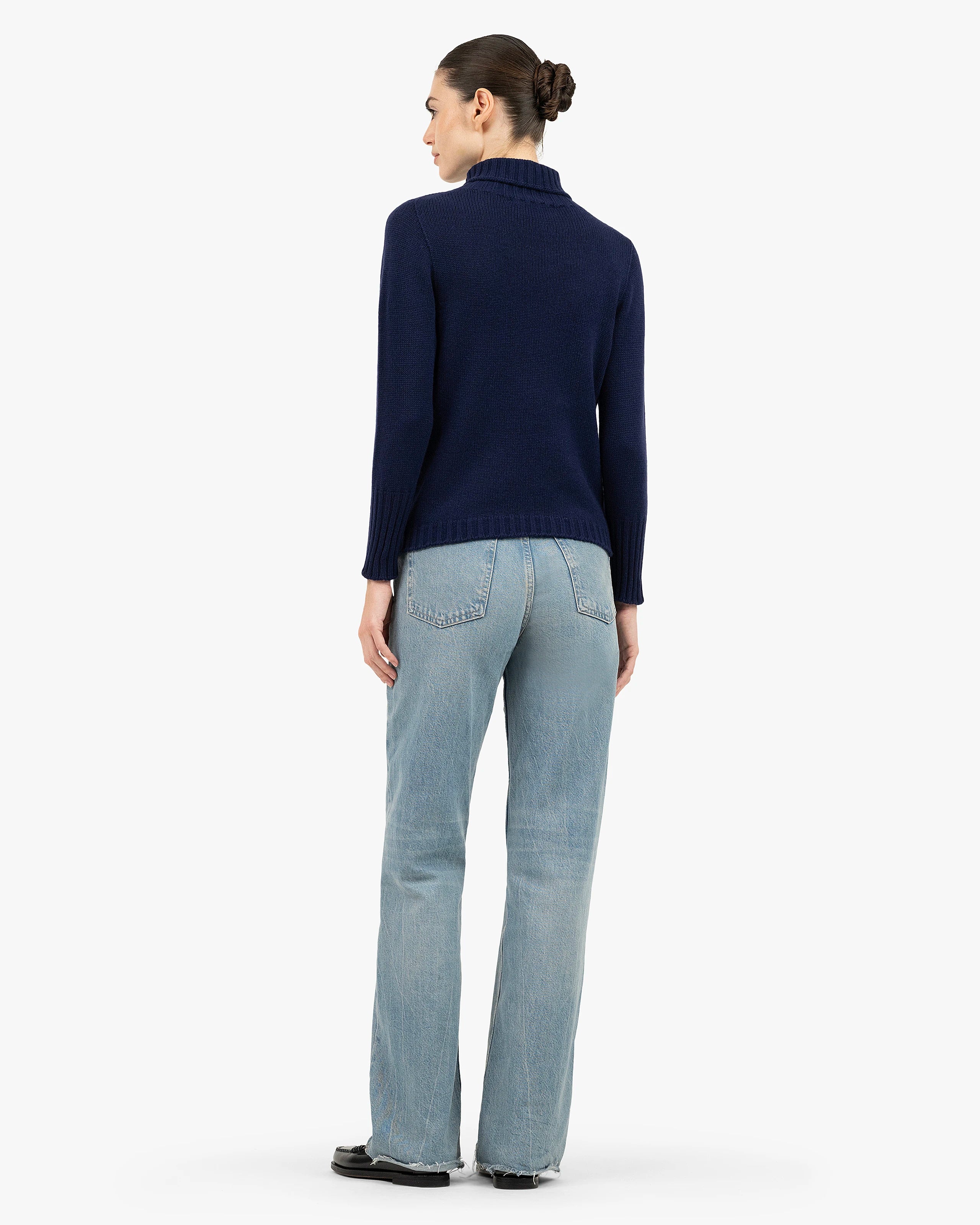 Women's Merano Turtleneck Sweater - Blue Cashmere
