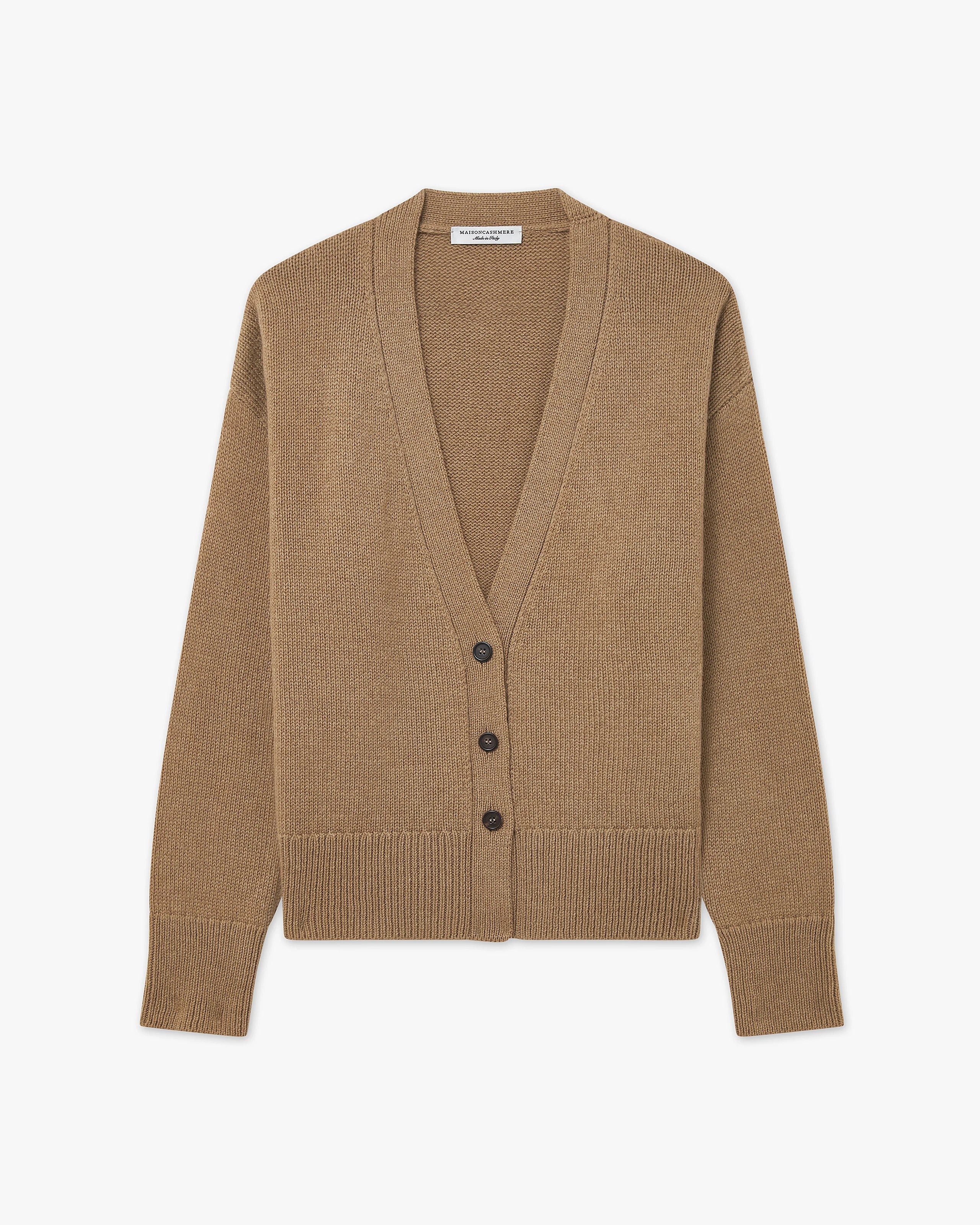 Women's Funes Merino Cardigan - Hazelnut | MaisonCashmere
