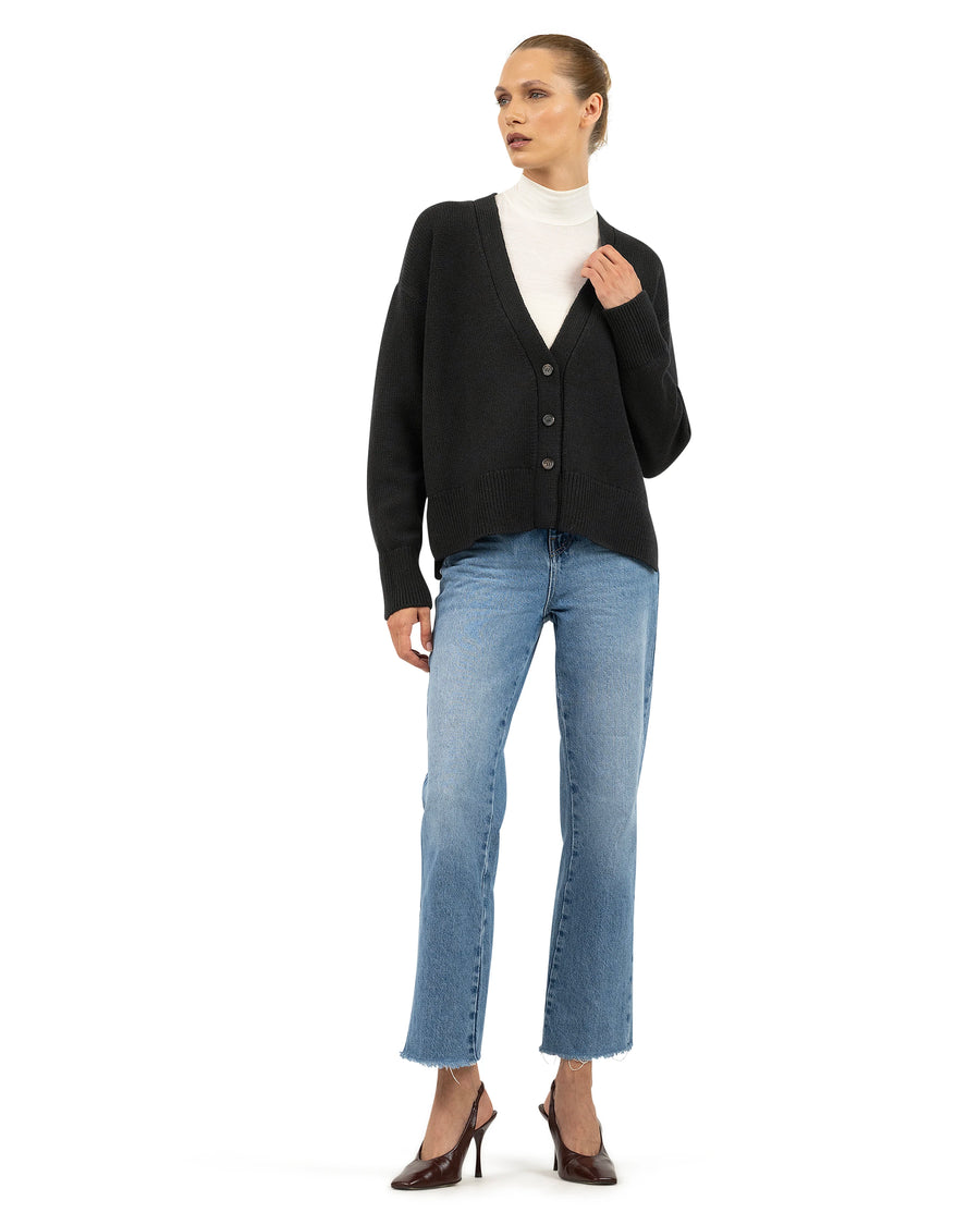 Women's Funes Cardigan - Black Merino