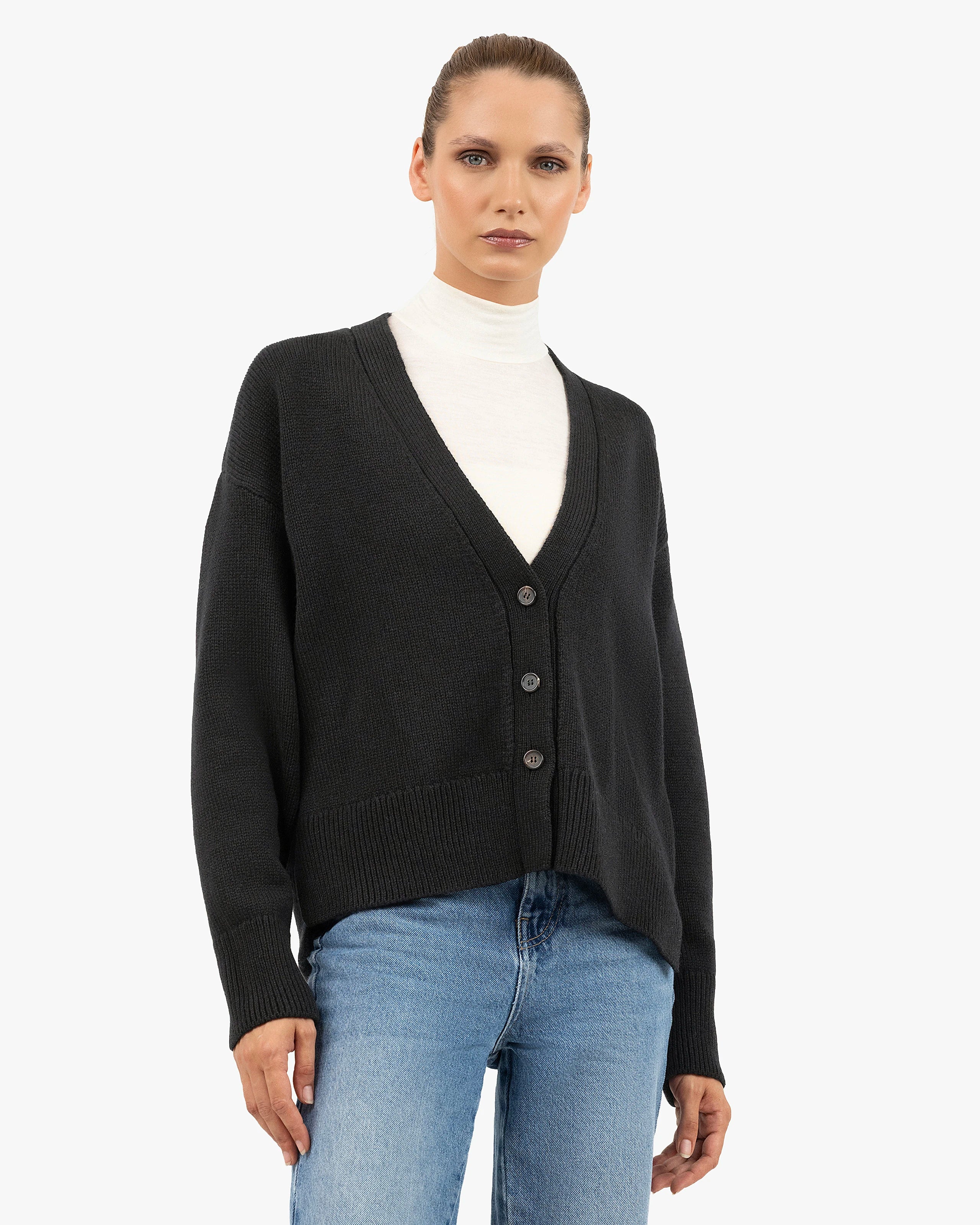 Women's Funes Cardigan - Black Merino
