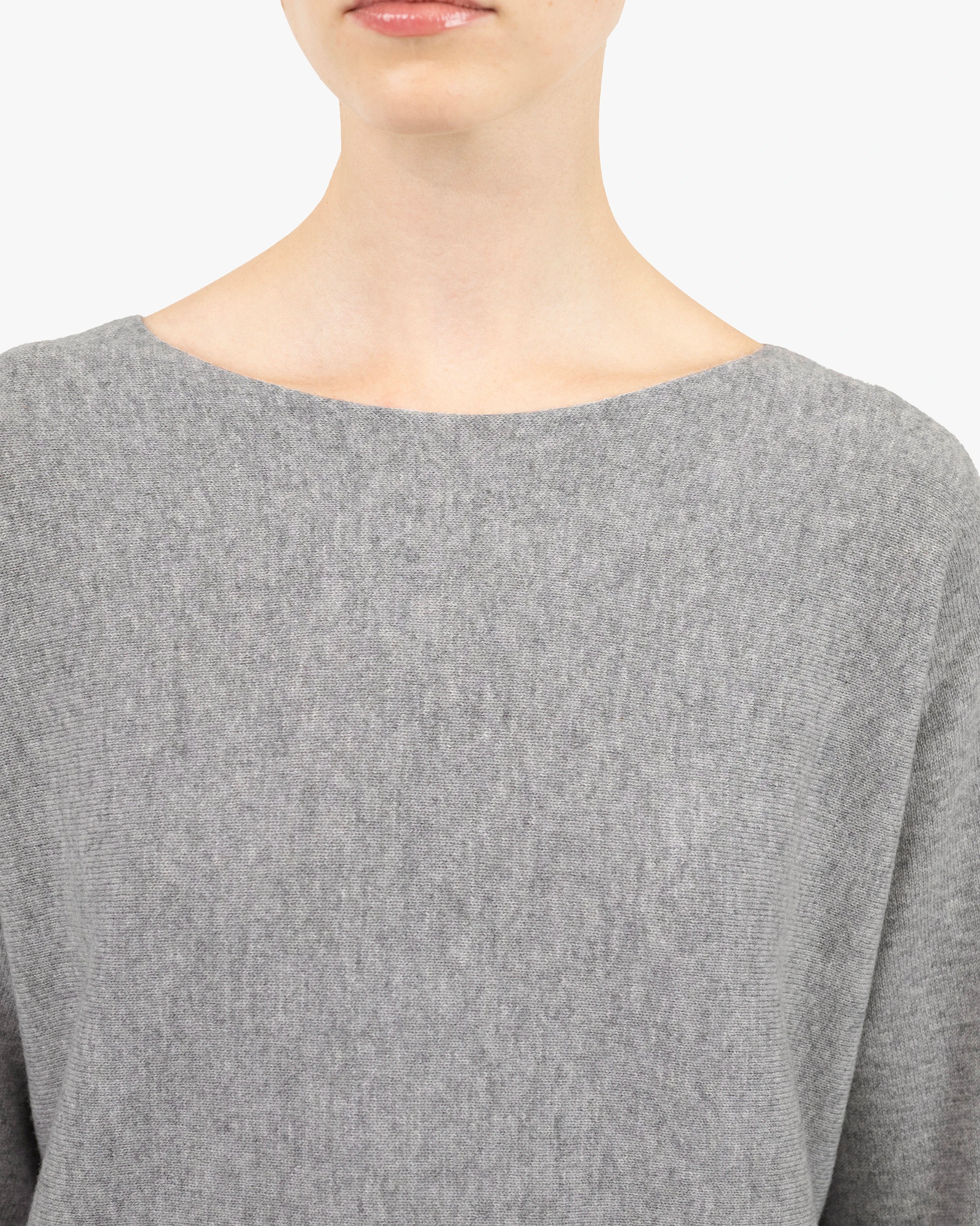 Milford Boat Neck Sweater - Medium Grey Merino