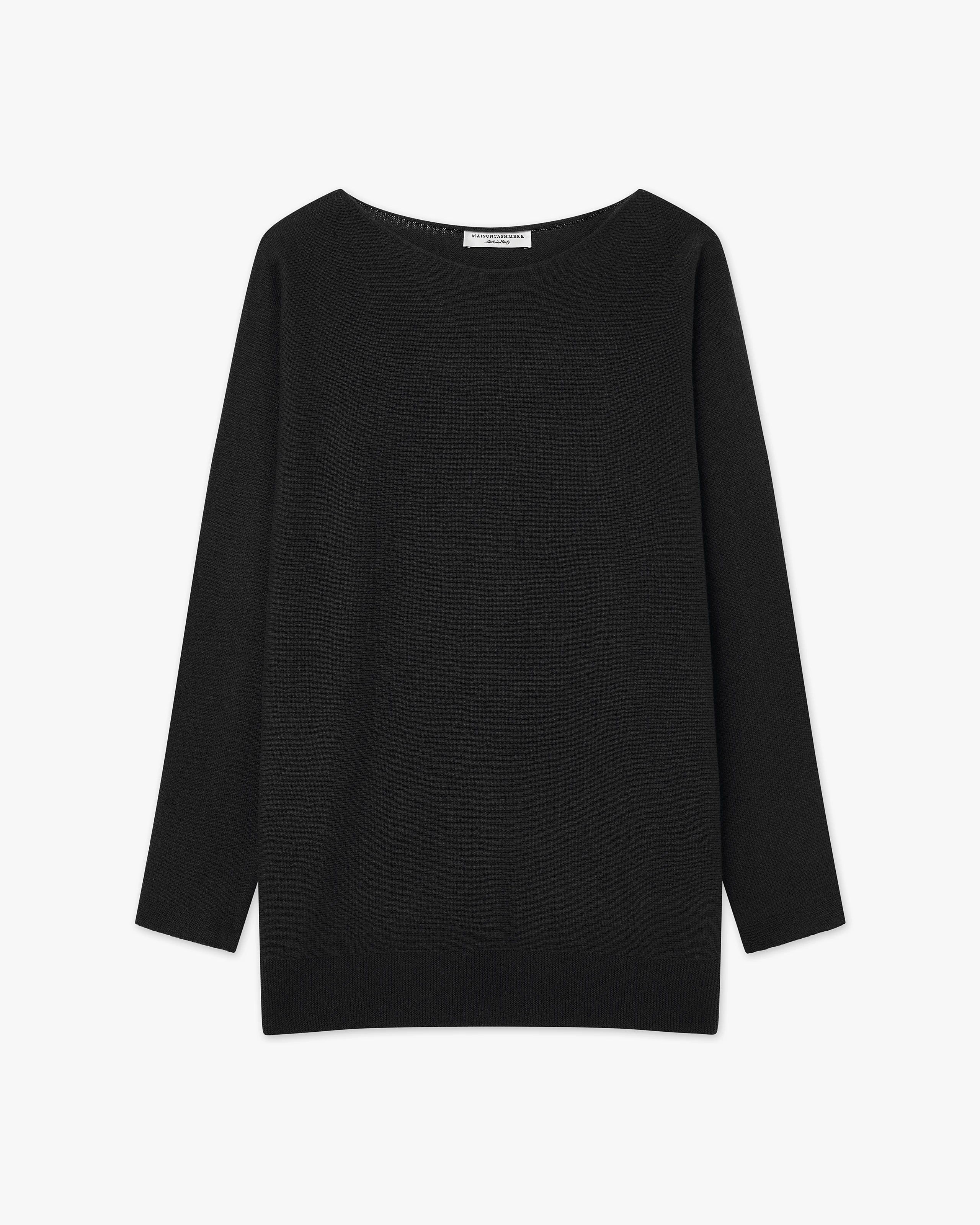Milford Boat Neck Sweater - Black Merino