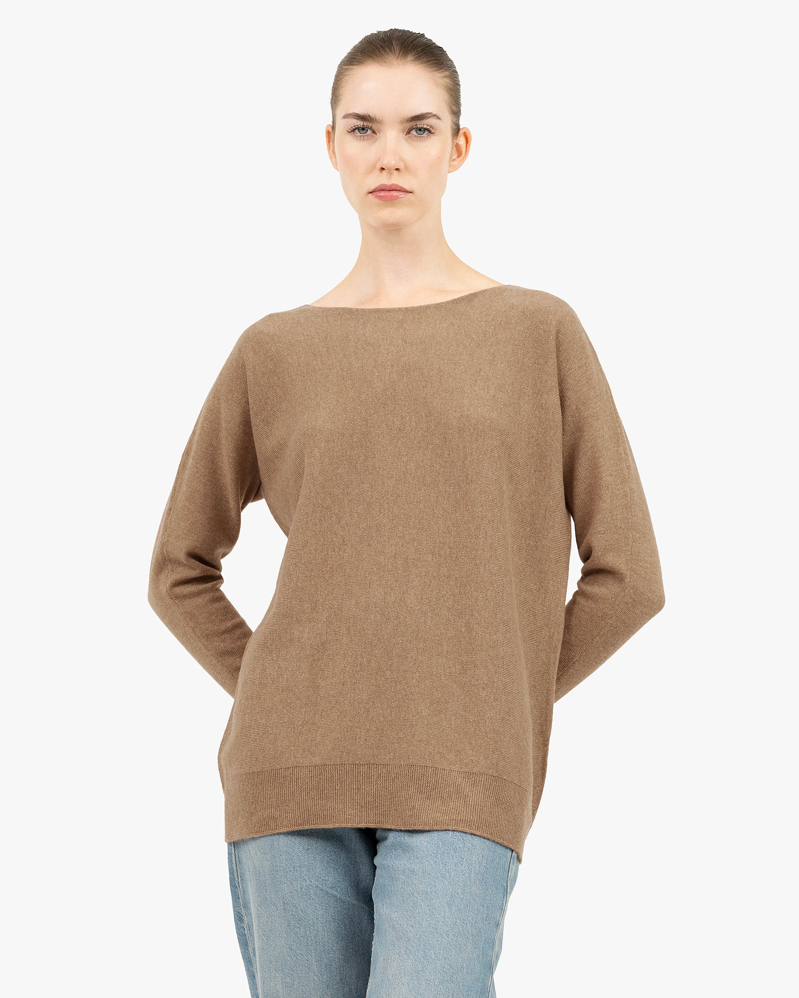 Milford Boat Neck Sweater - Hazelnut Merino