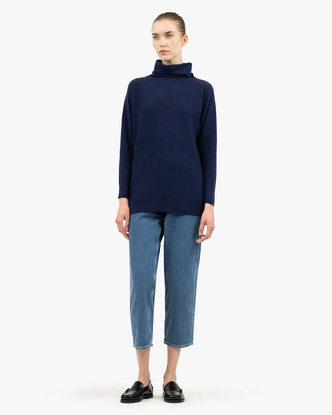 Women's Milford Turtleneck Sweater - Blue Merino