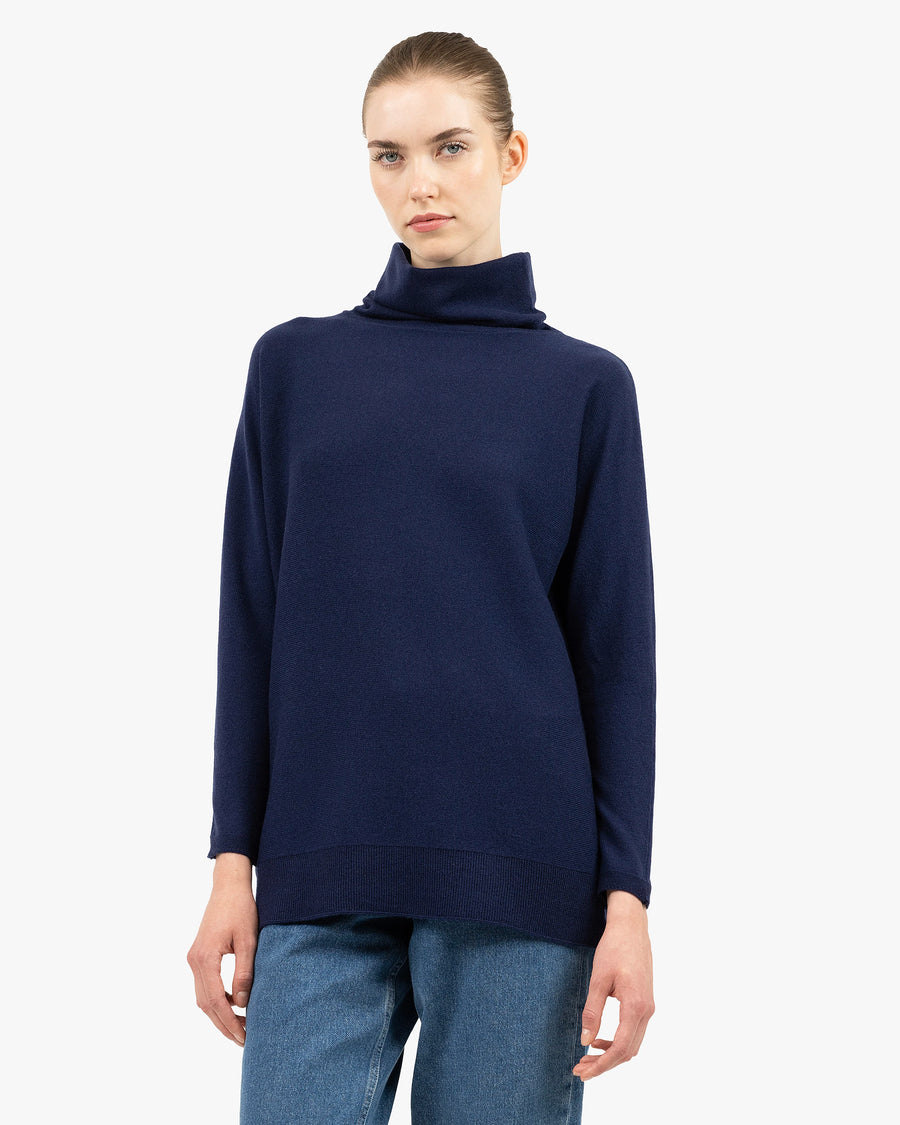 Women's Milford Turtleneck Sweater - Blue Merino