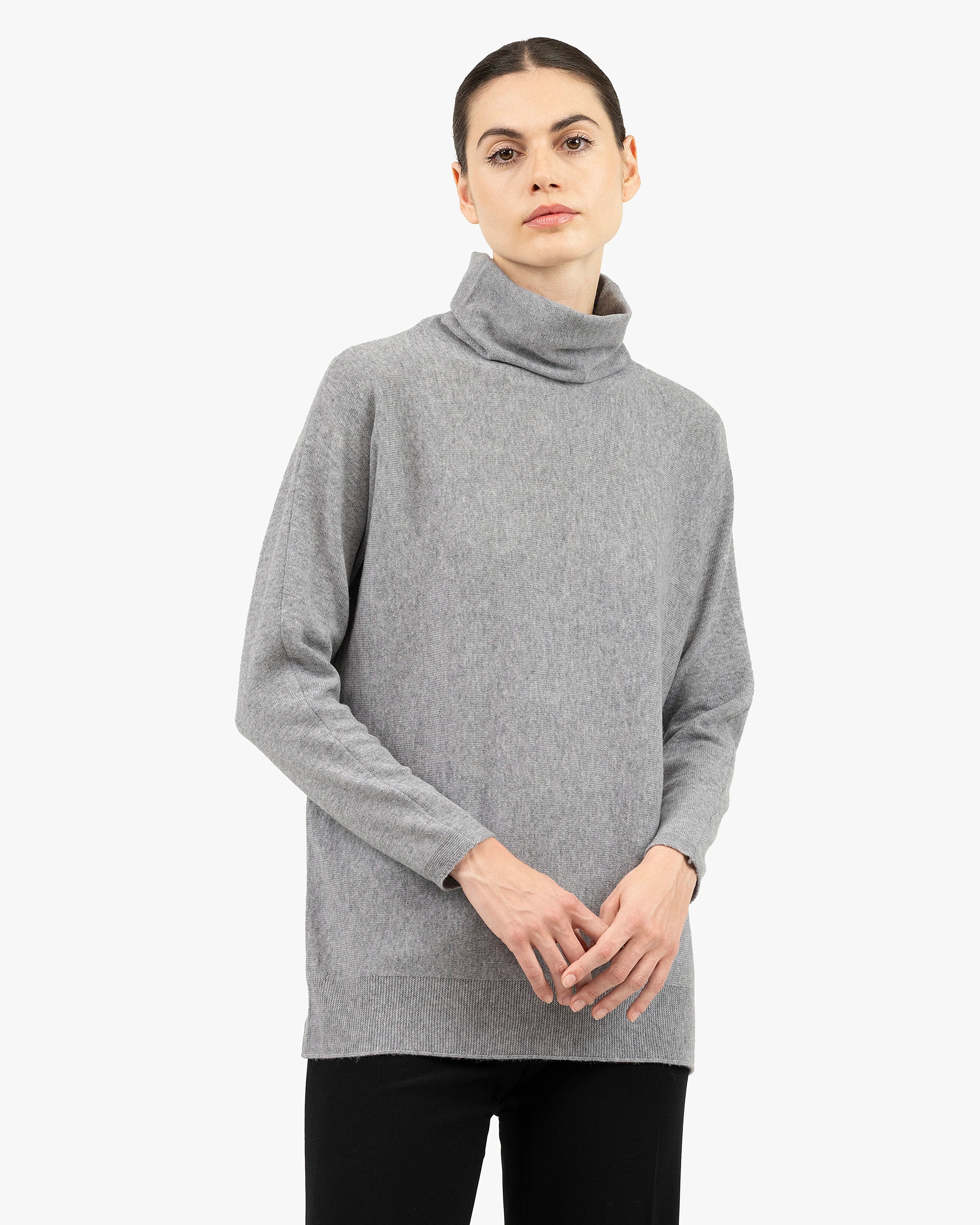 【美品：Theory】カシミア100% タートルネック「S/Ｍ：グレーメランジ」 Women's Milford Merino Turtleneck Sweater - Medium Grey