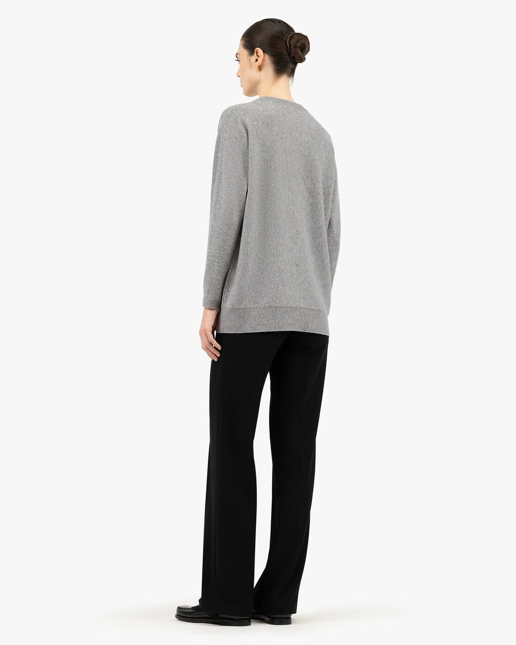 Women's Milford V-Neck Sweater - Medium Grey Merino