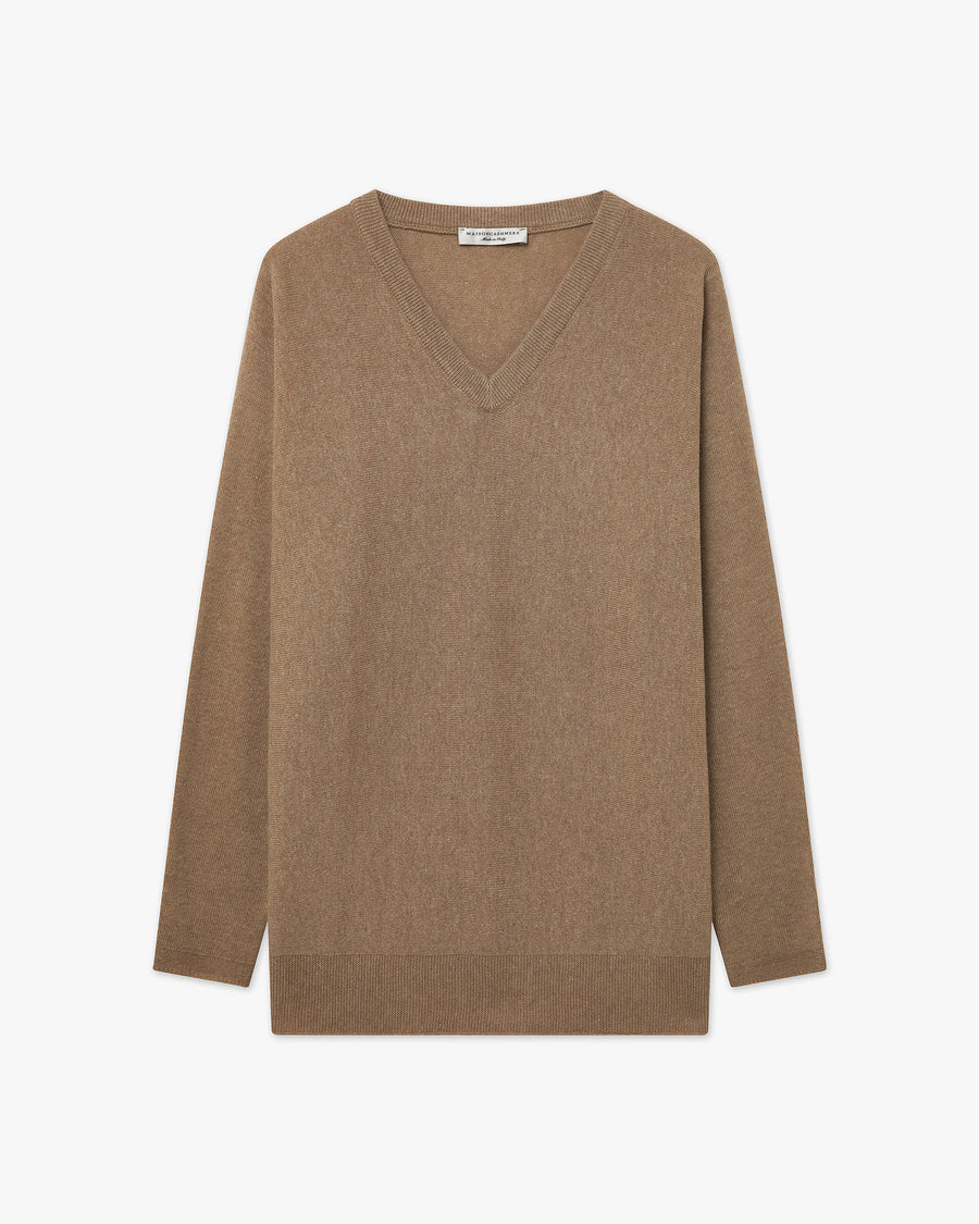 Women's Milford V-Neck Sweater - Hazelnut Merino