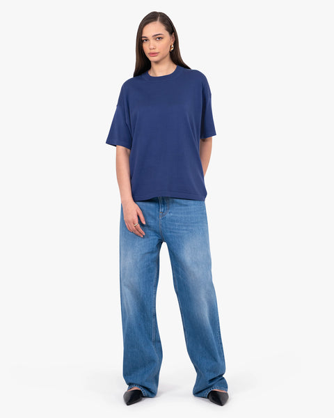 Women's Oasi Maxi Tee - Blue Cotone