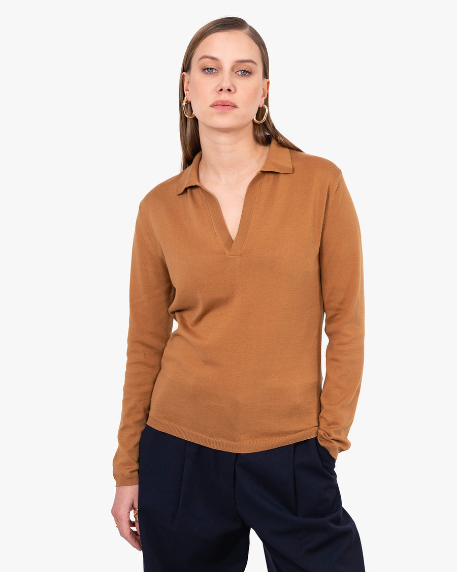 Women's Oasi Polo Sweater - Hazelnut Cotone