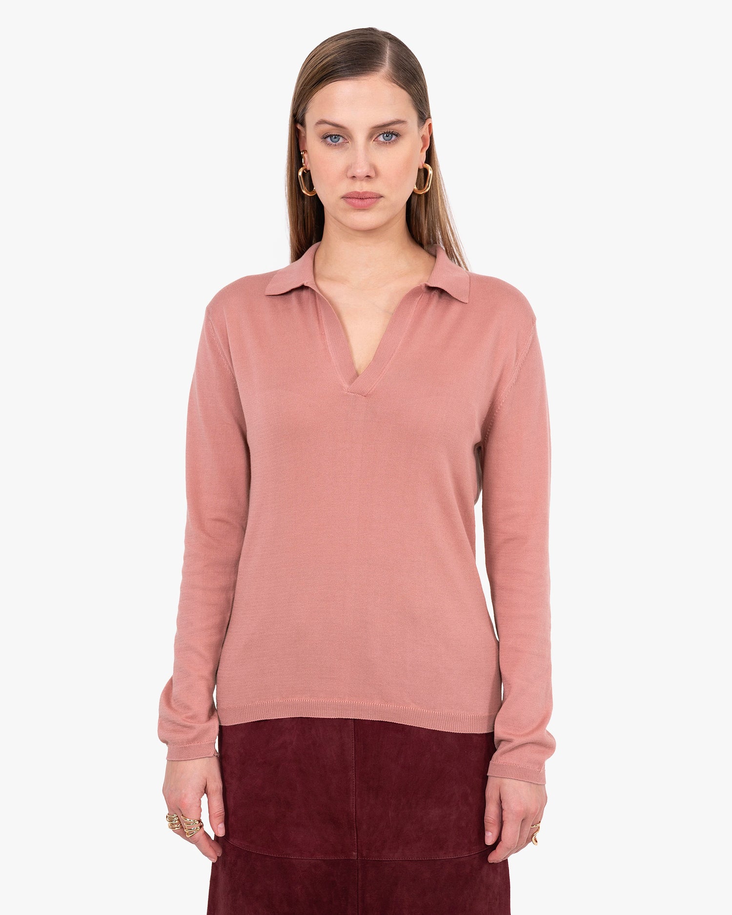 Women's Oasi Polo Sweater - Blush Cotone