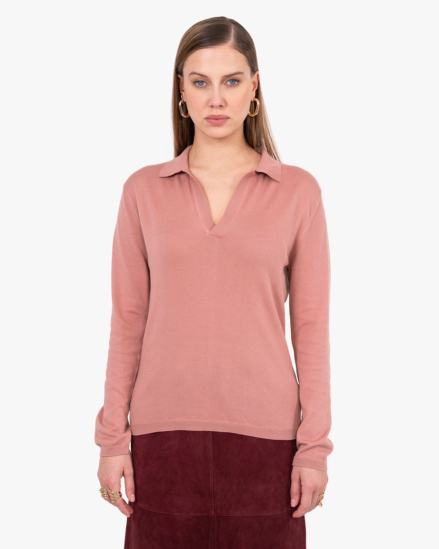Women's Oasi Polo Sweater - Blush Cotone
