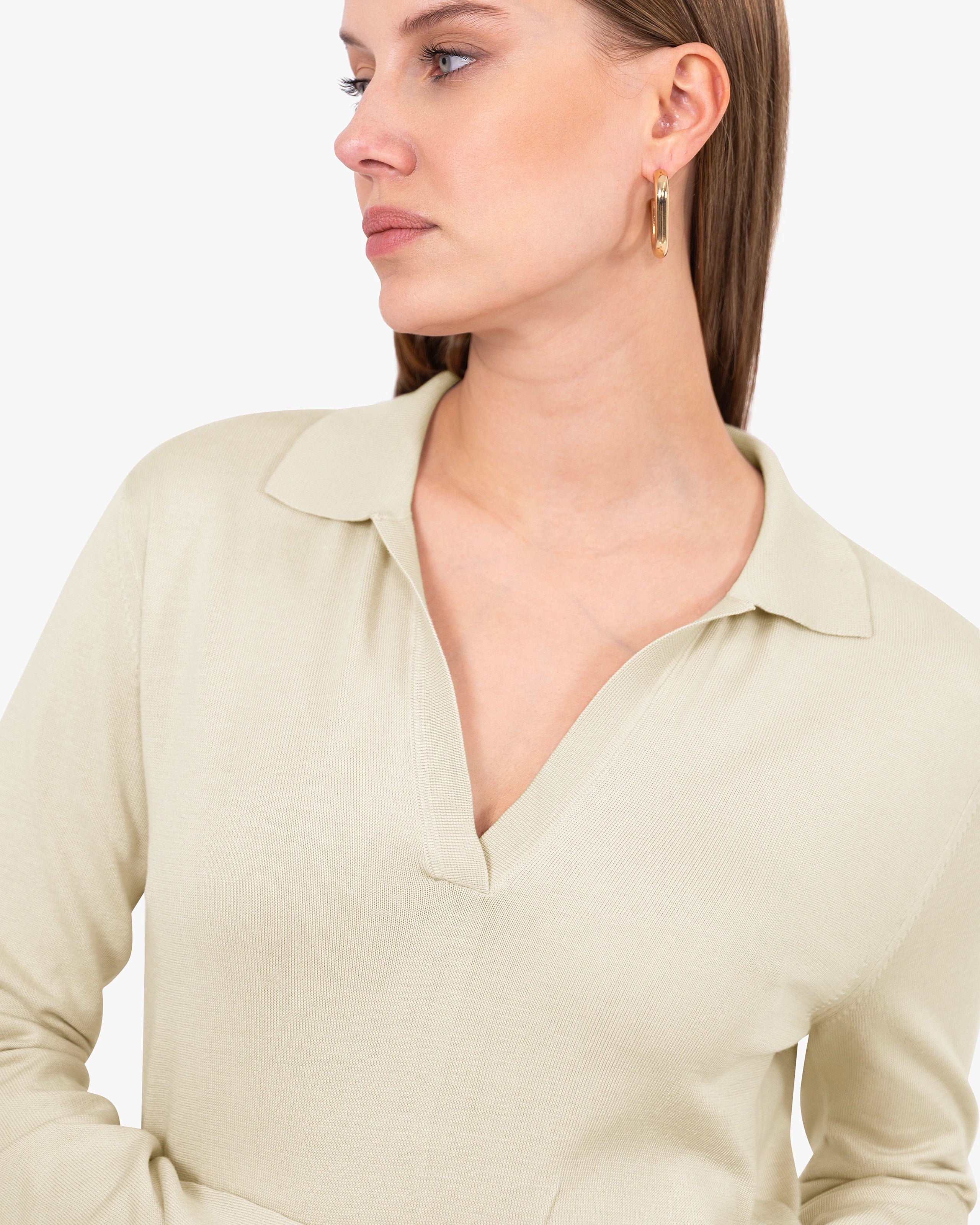 Women's Oasi Polo Sweater - Beige Cotone