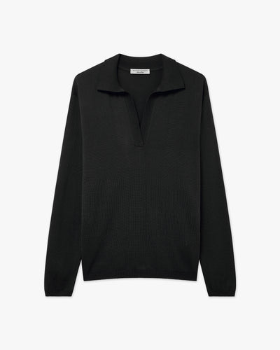 Women's Oasi Polo Sweater - Black Cotone
