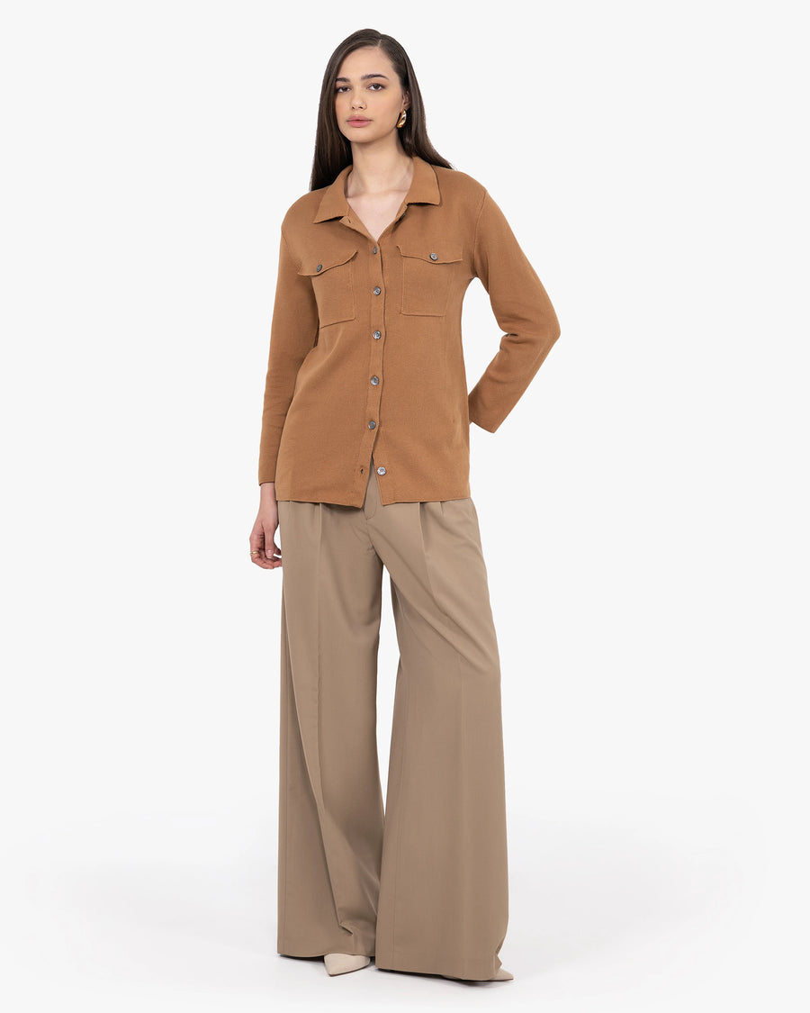 Oasi Shirt Sweater - Hazelnut Cotone