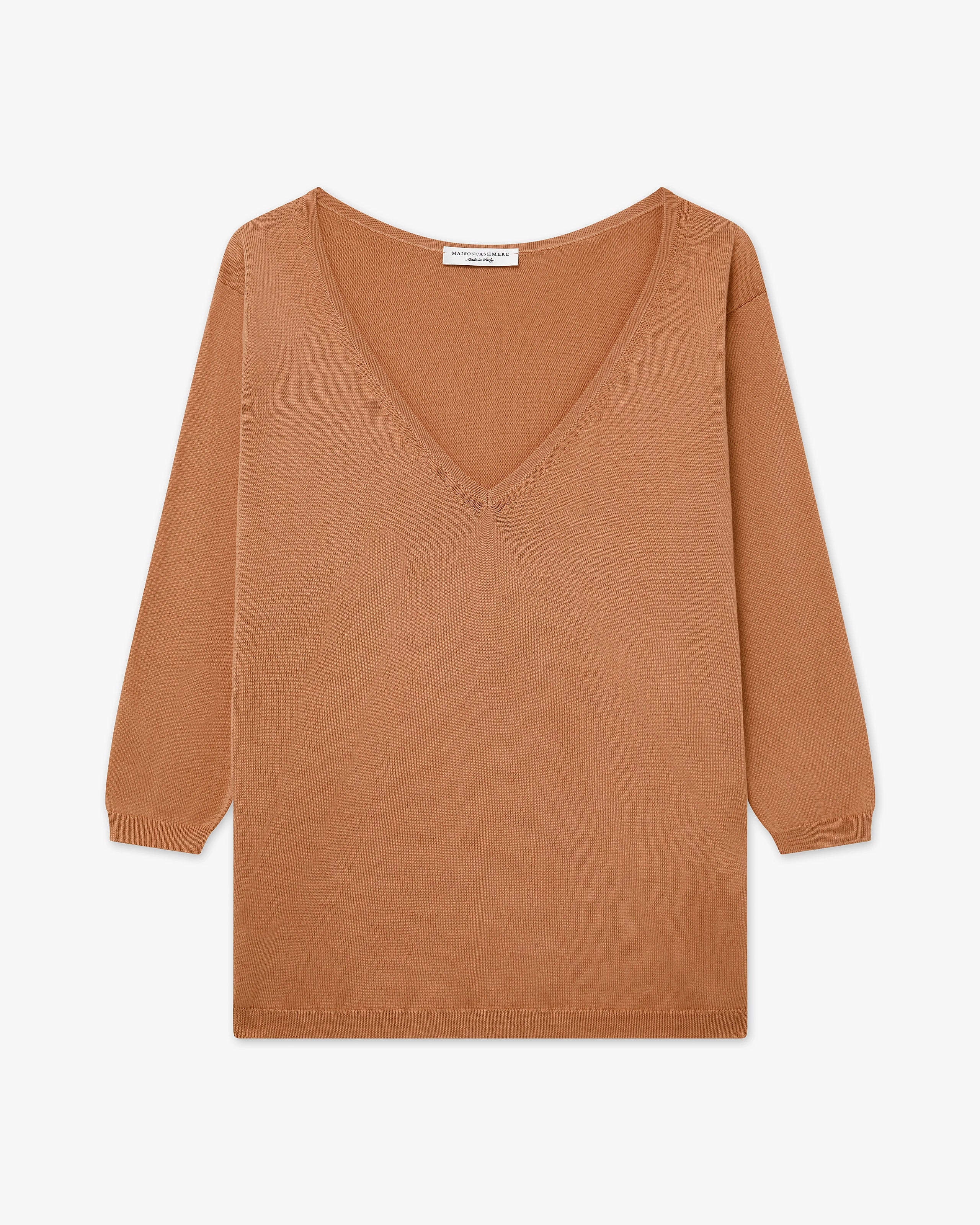 Women's Oasi V-Neck Sweater - Hazelnut Cotone