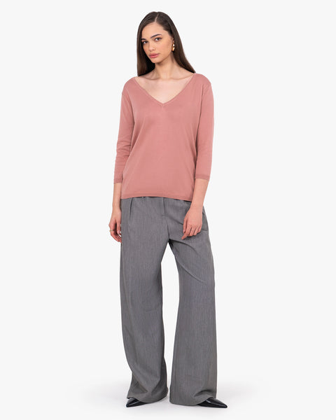Women's Oasi V-Neck Sweater - Blush Cotone