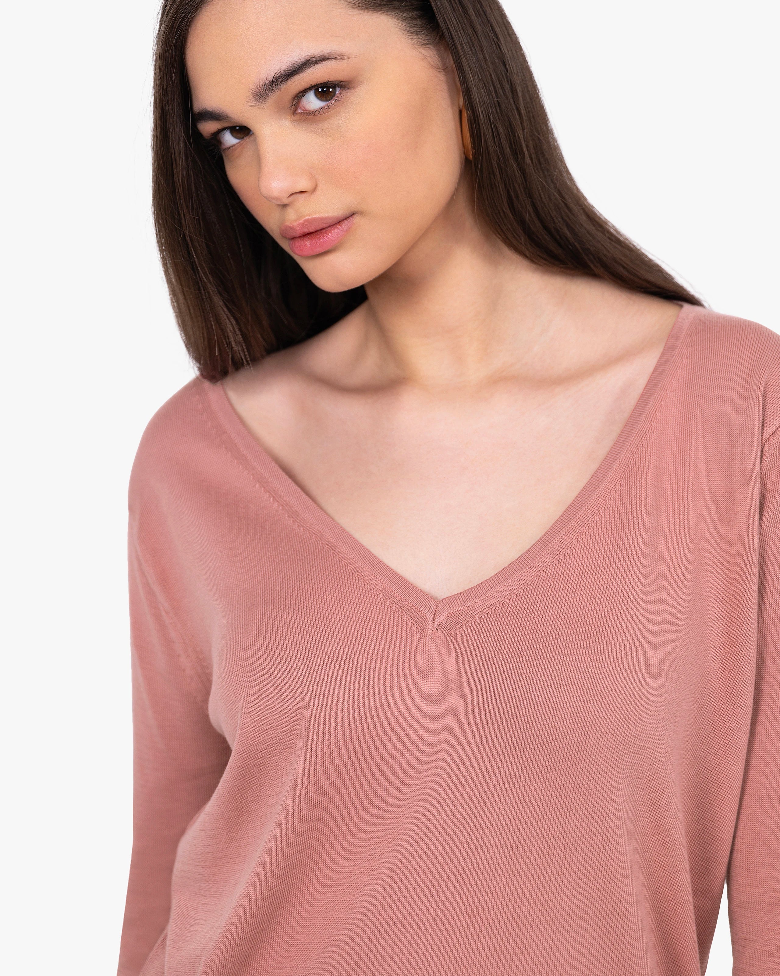 Women's Oasi V-Neck Sweater - Blush Cotone