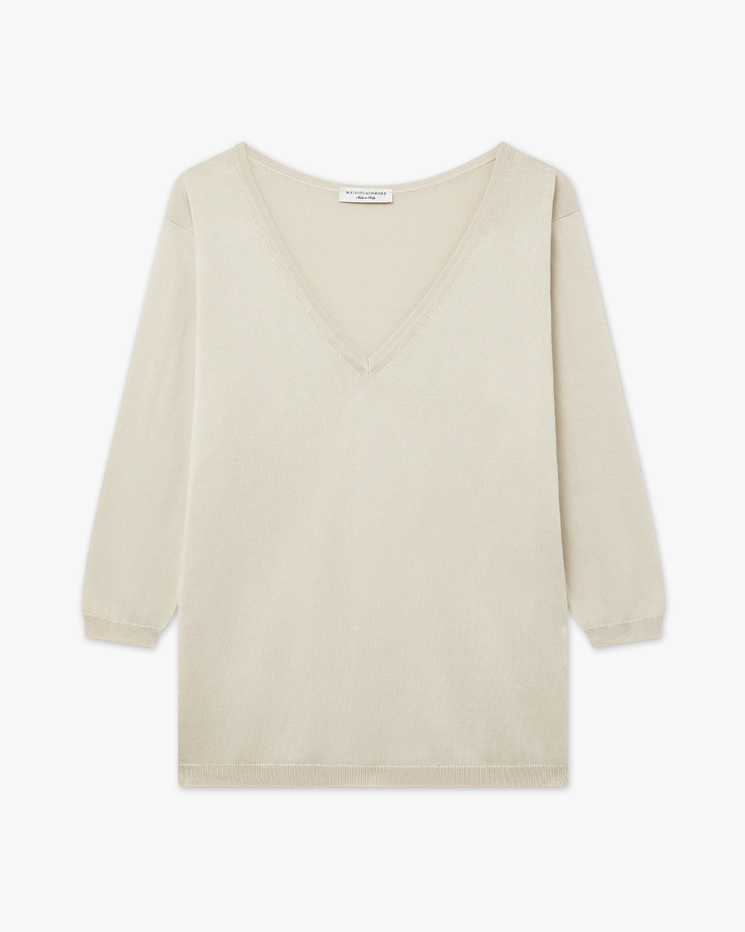 Women's Oasi V-Neck Sweater - Beige Cotone