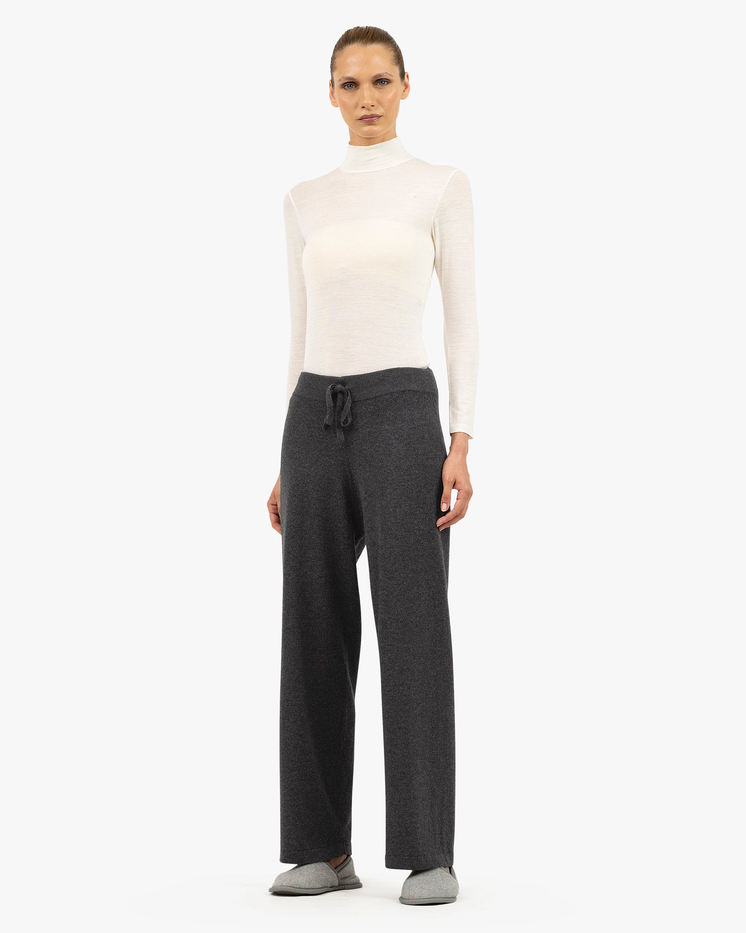Palazzo Sweatpants - Charcoal Cashmere