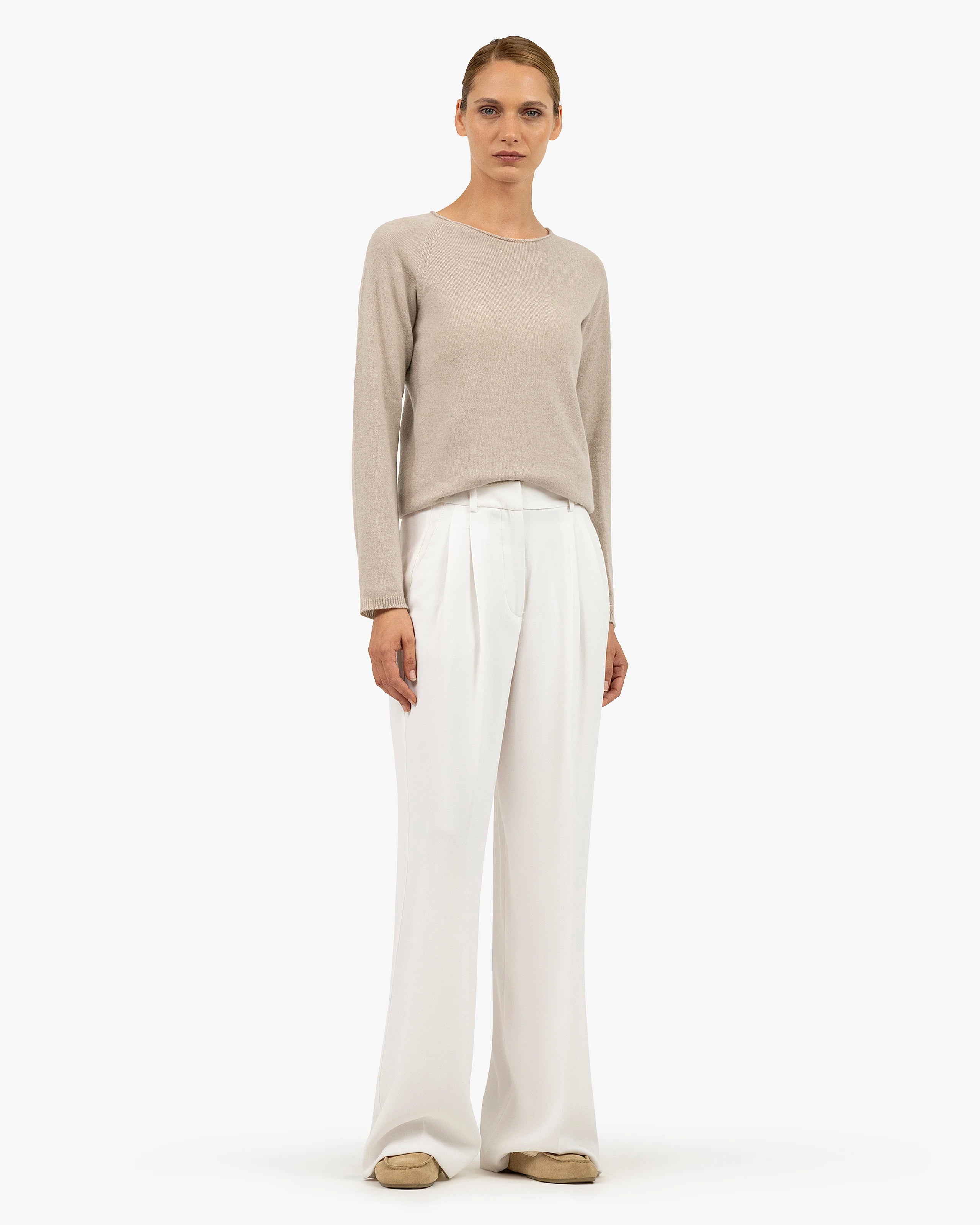 Women's Piuma Crew Neck Sweater - Beige Cashmere