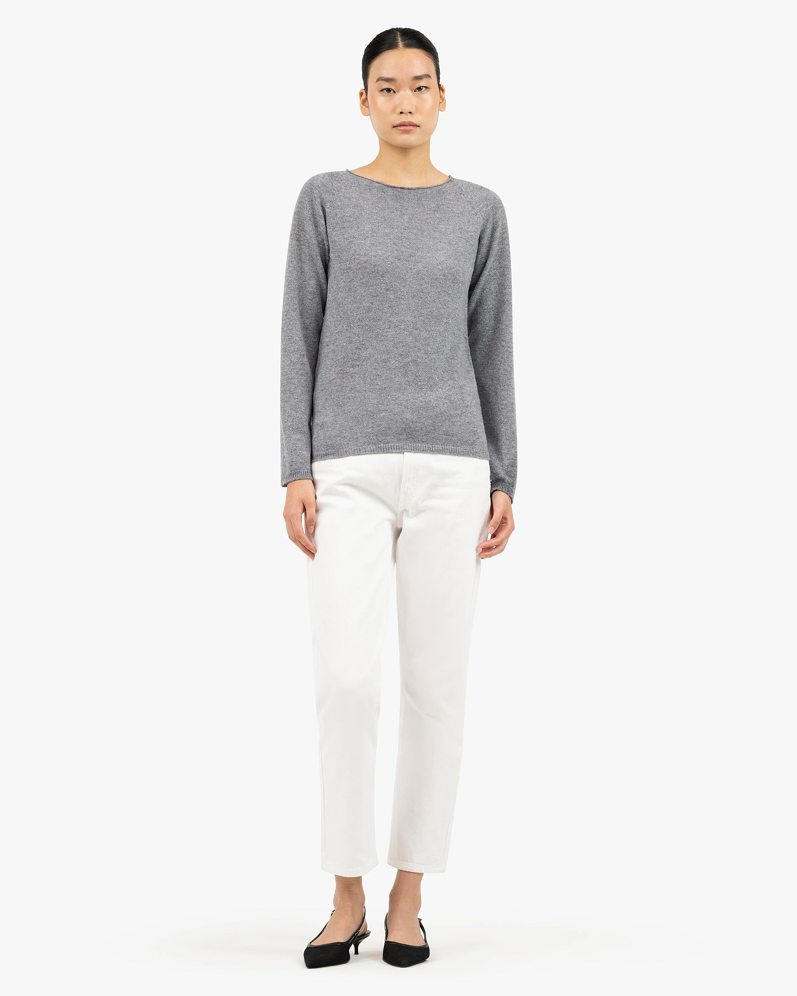 Women's Piuma Crew Neck Sweater - Medium Grey Cashmere